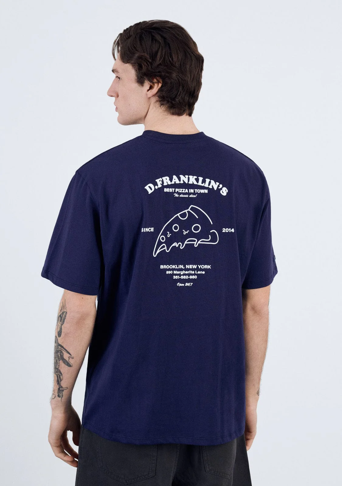 Best Pizza T-Shirt Navy / White - Image 6