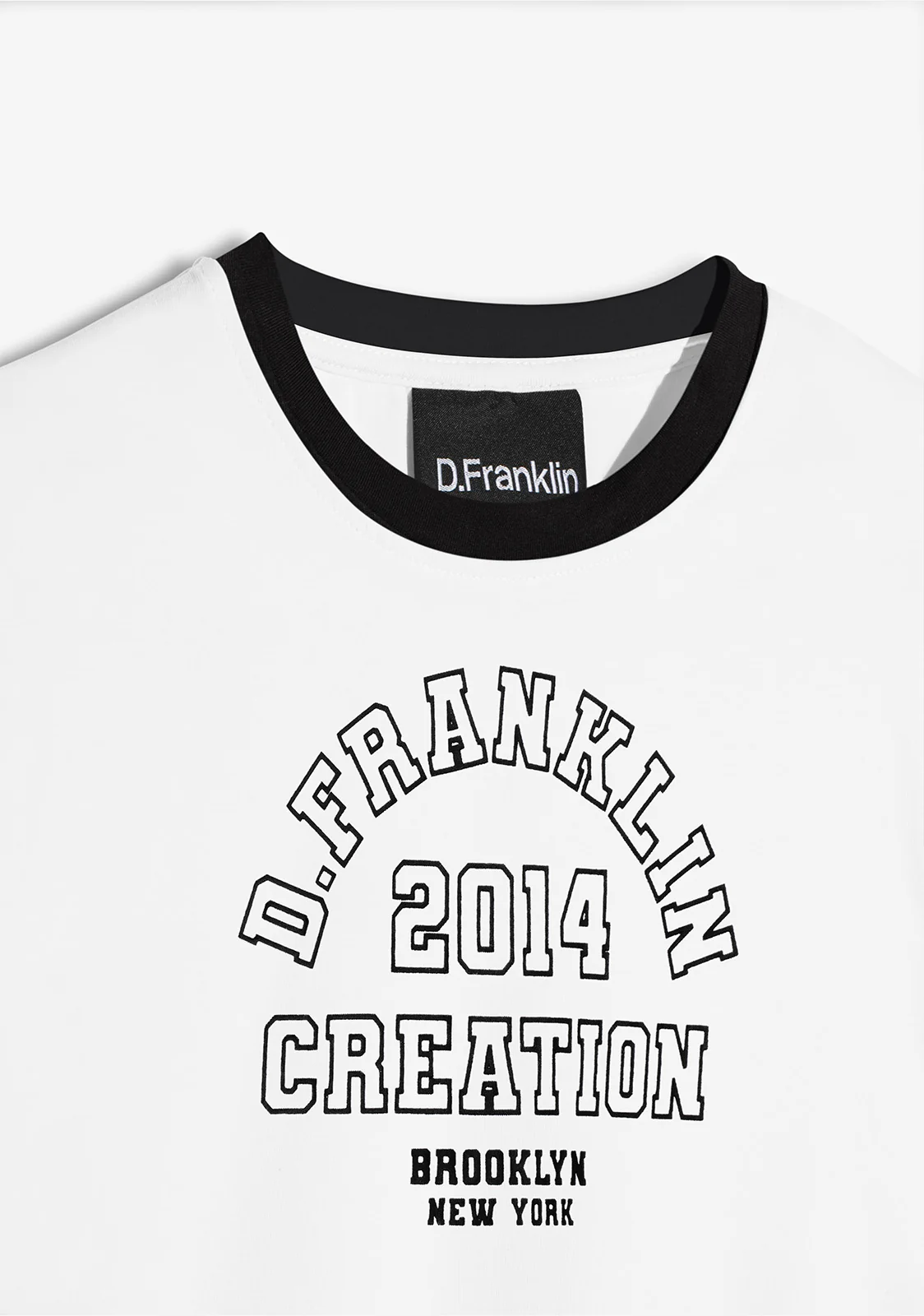 Contrast Ribbed Cropped T-Shirt White - Image 4