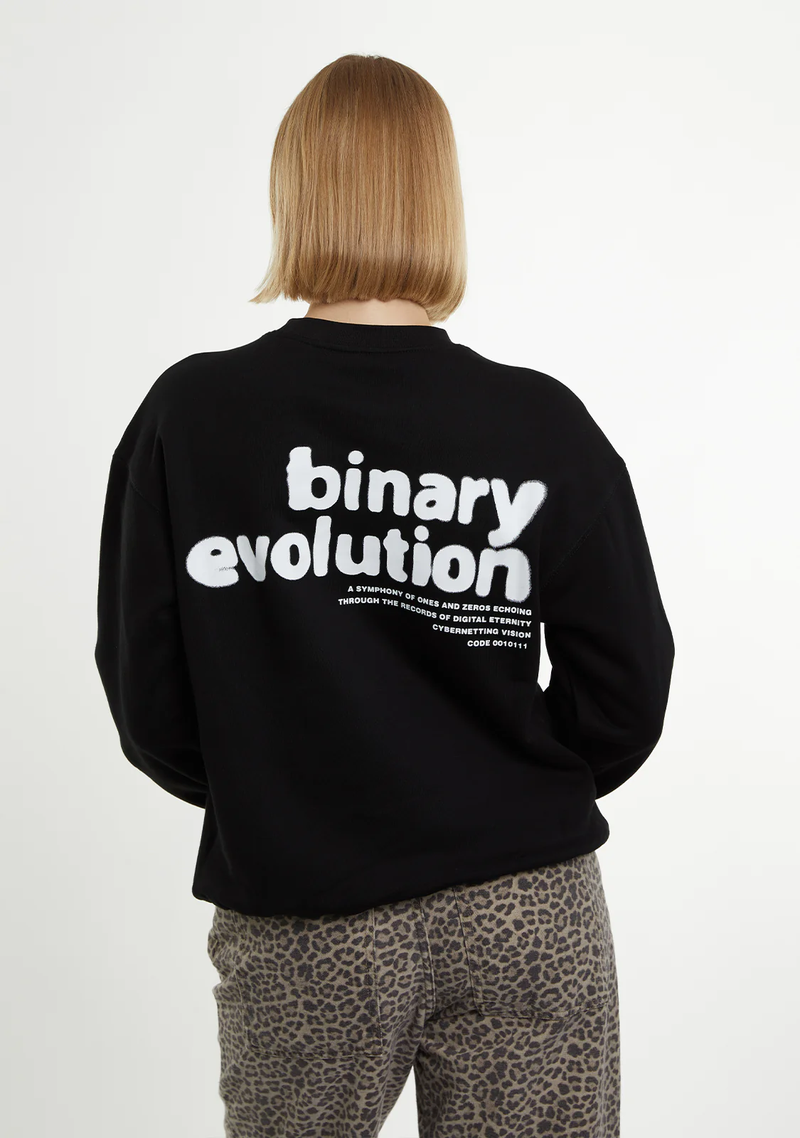 Crewneck Binary Oversize Sweatshirt Black - Image 5