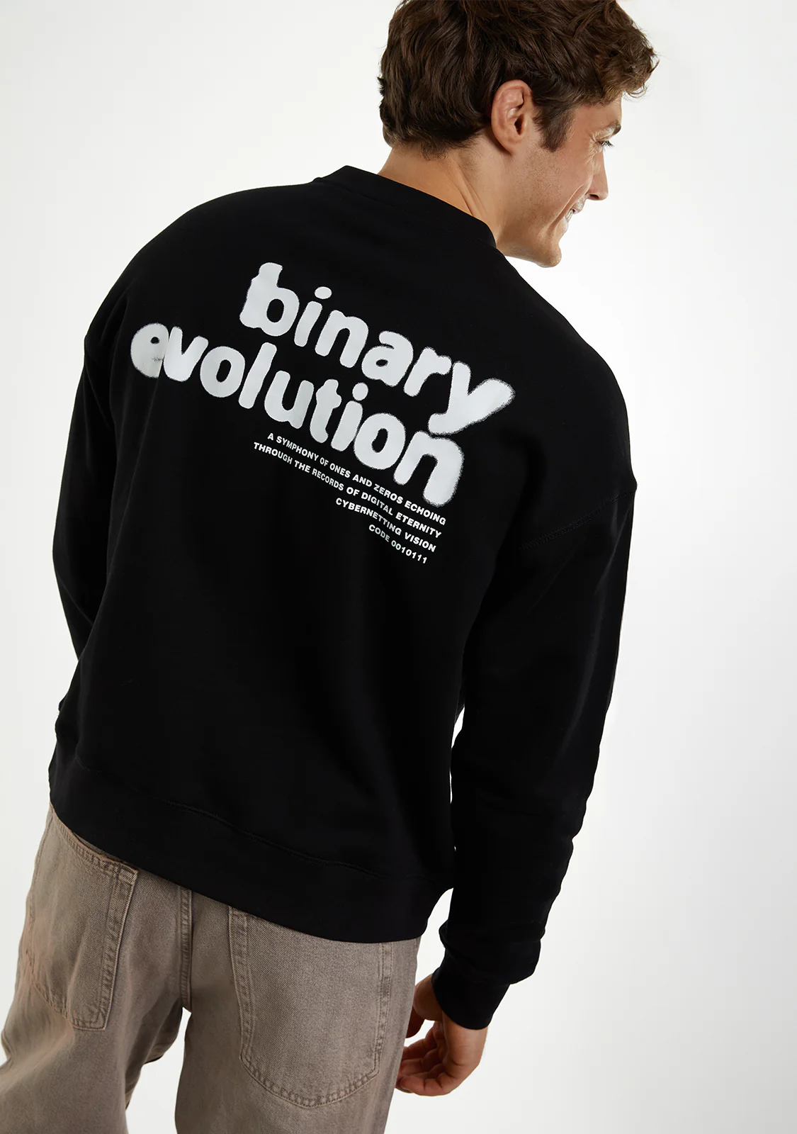 Crewneck Binary Oversize Sweatshirt Black - Image 7
