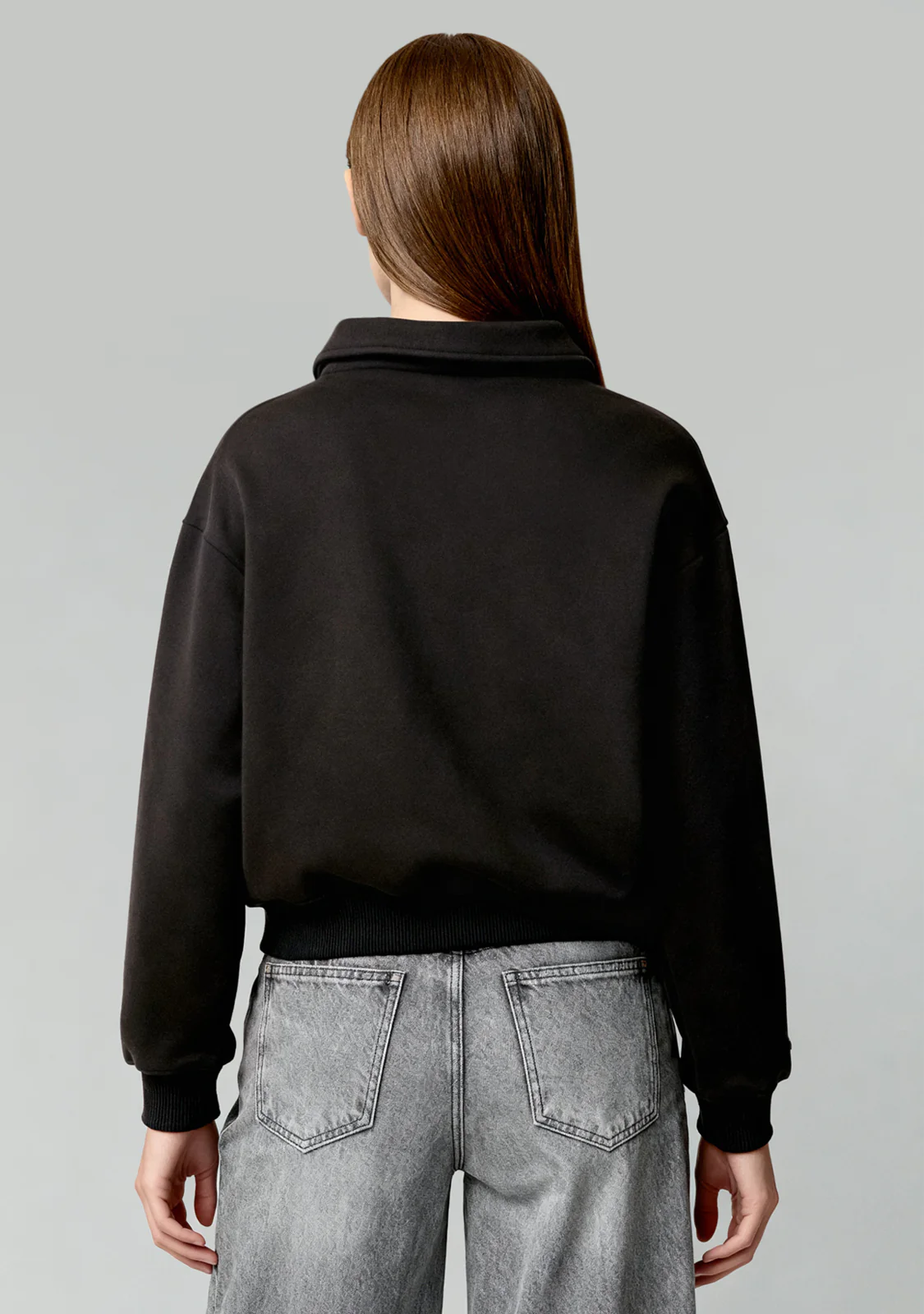Cropped Polo Sweatshirt Anthracite - Image 4