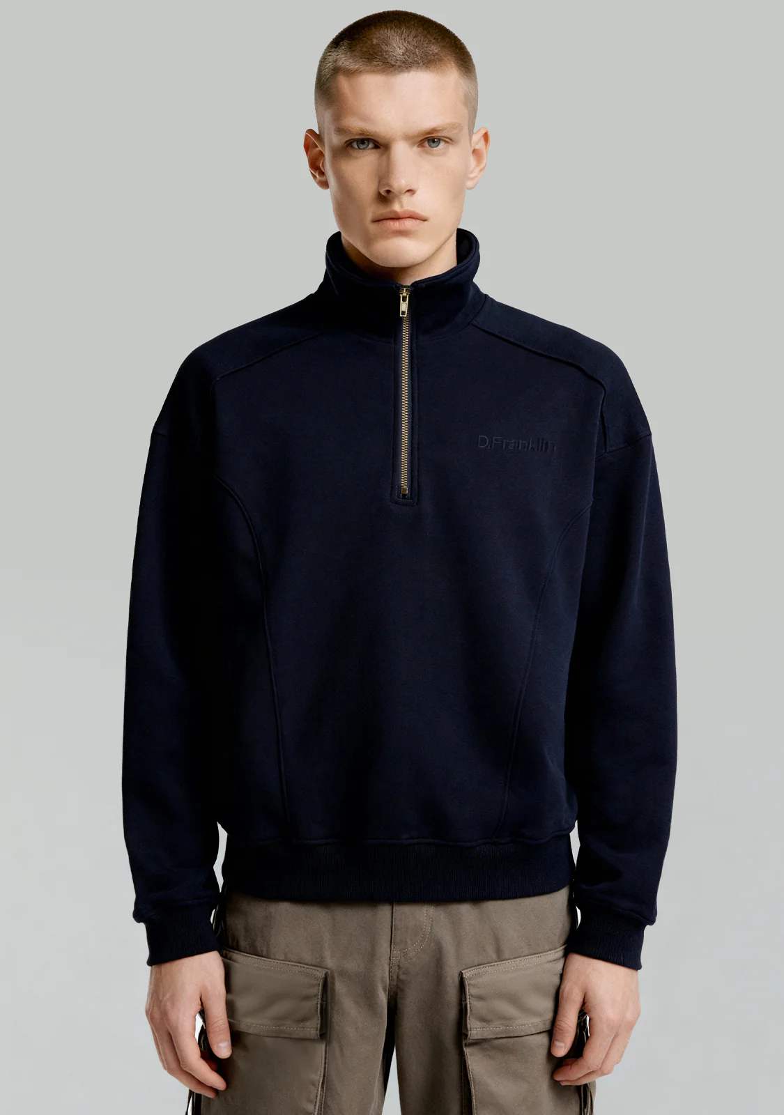 Half-Zip Sweatshirt Navy - Image 3