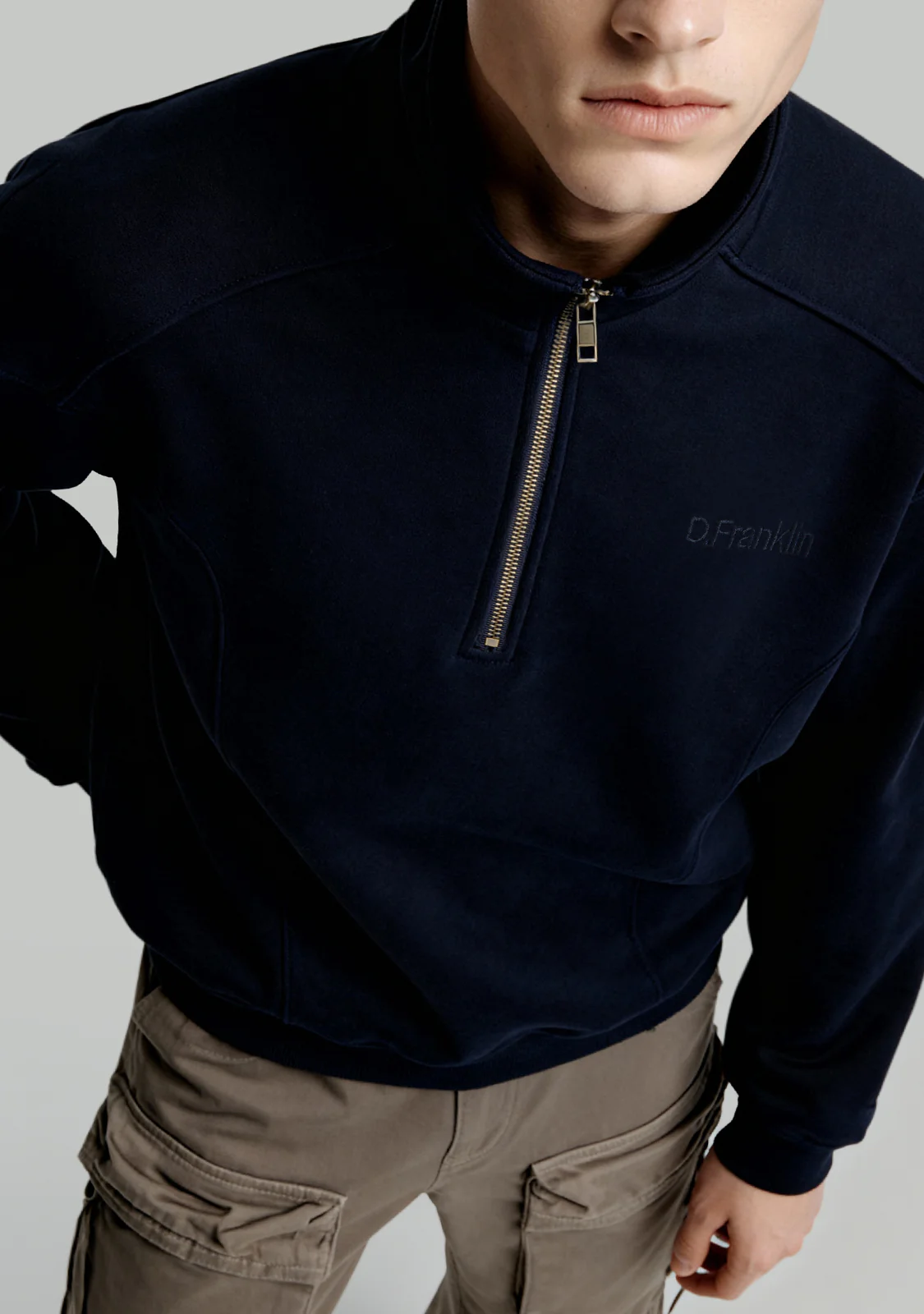 Half-Zip Sweatshirt Navy - Image 4