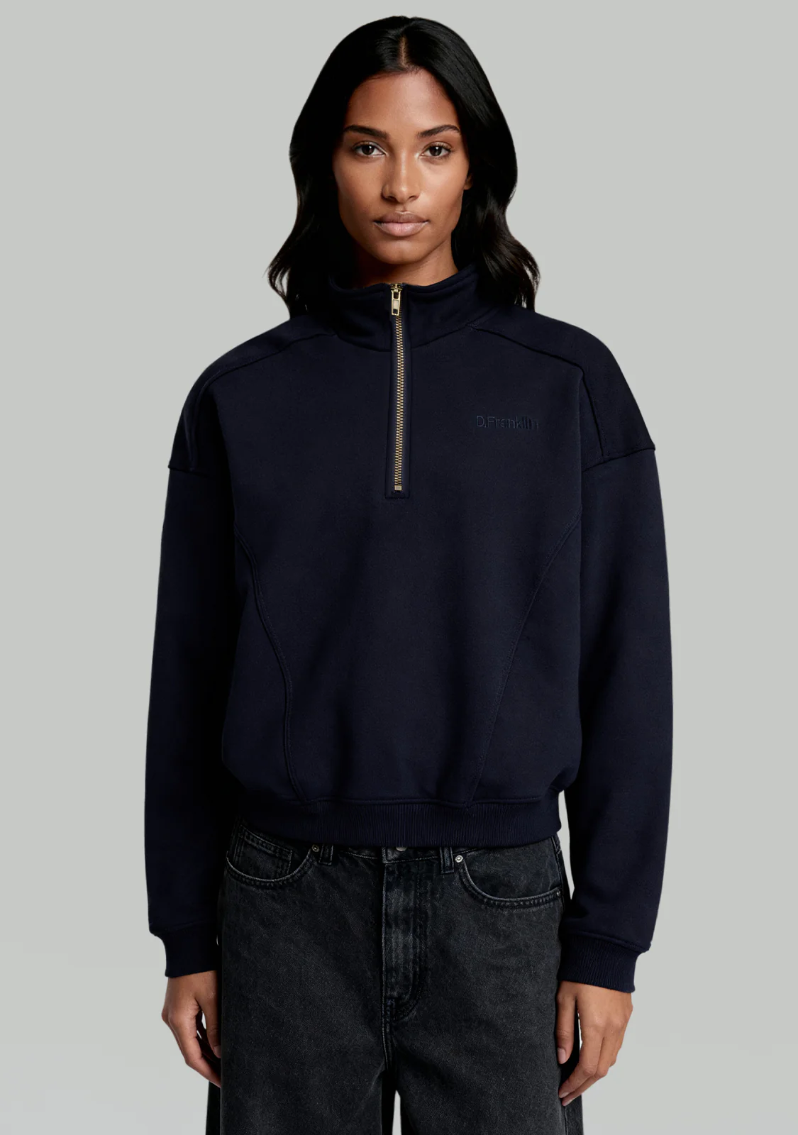 Half-Zip Sweatshirt Navy - Image 6