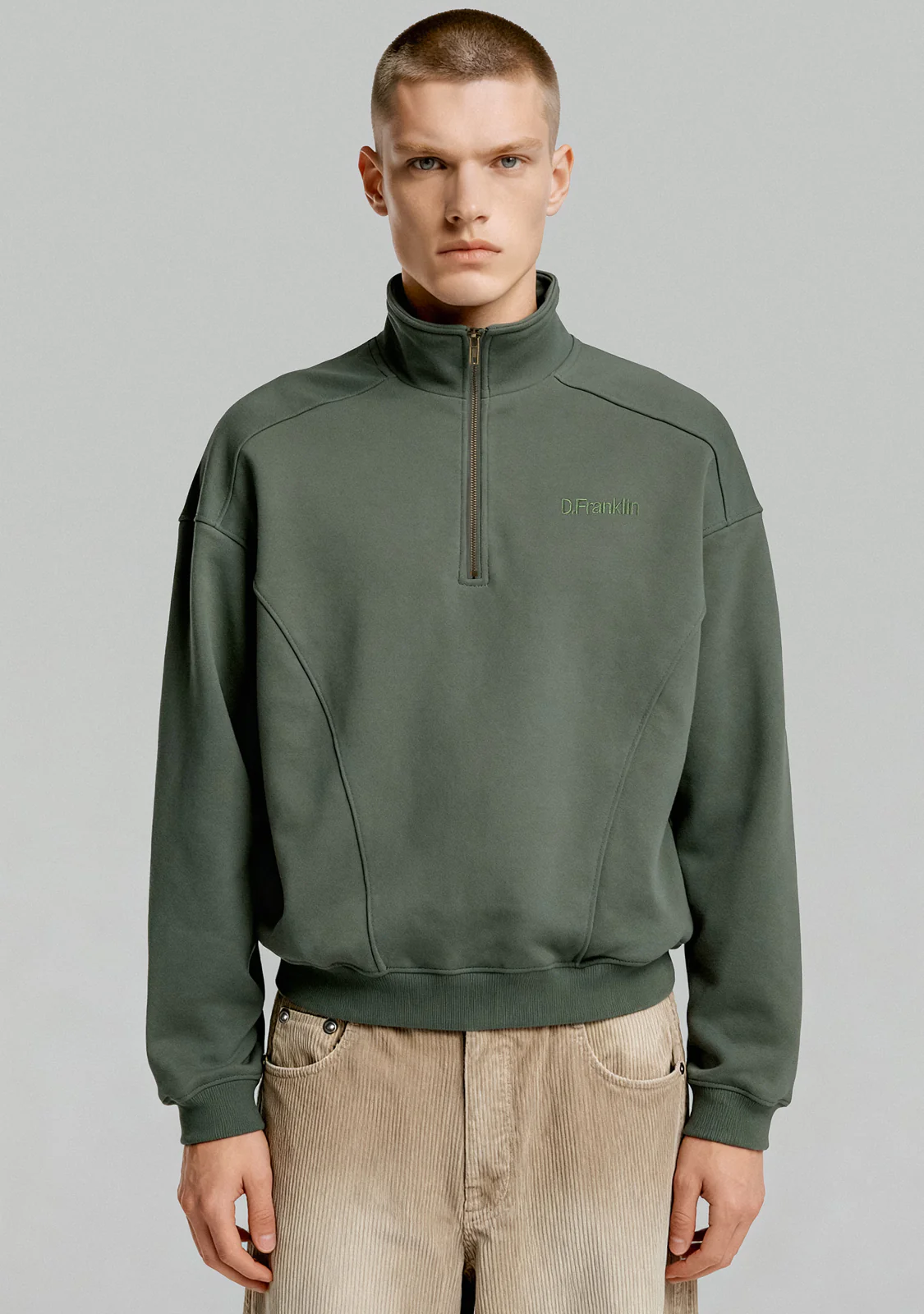 Half-Zip Sweatshirt Sage Green - Image 3
