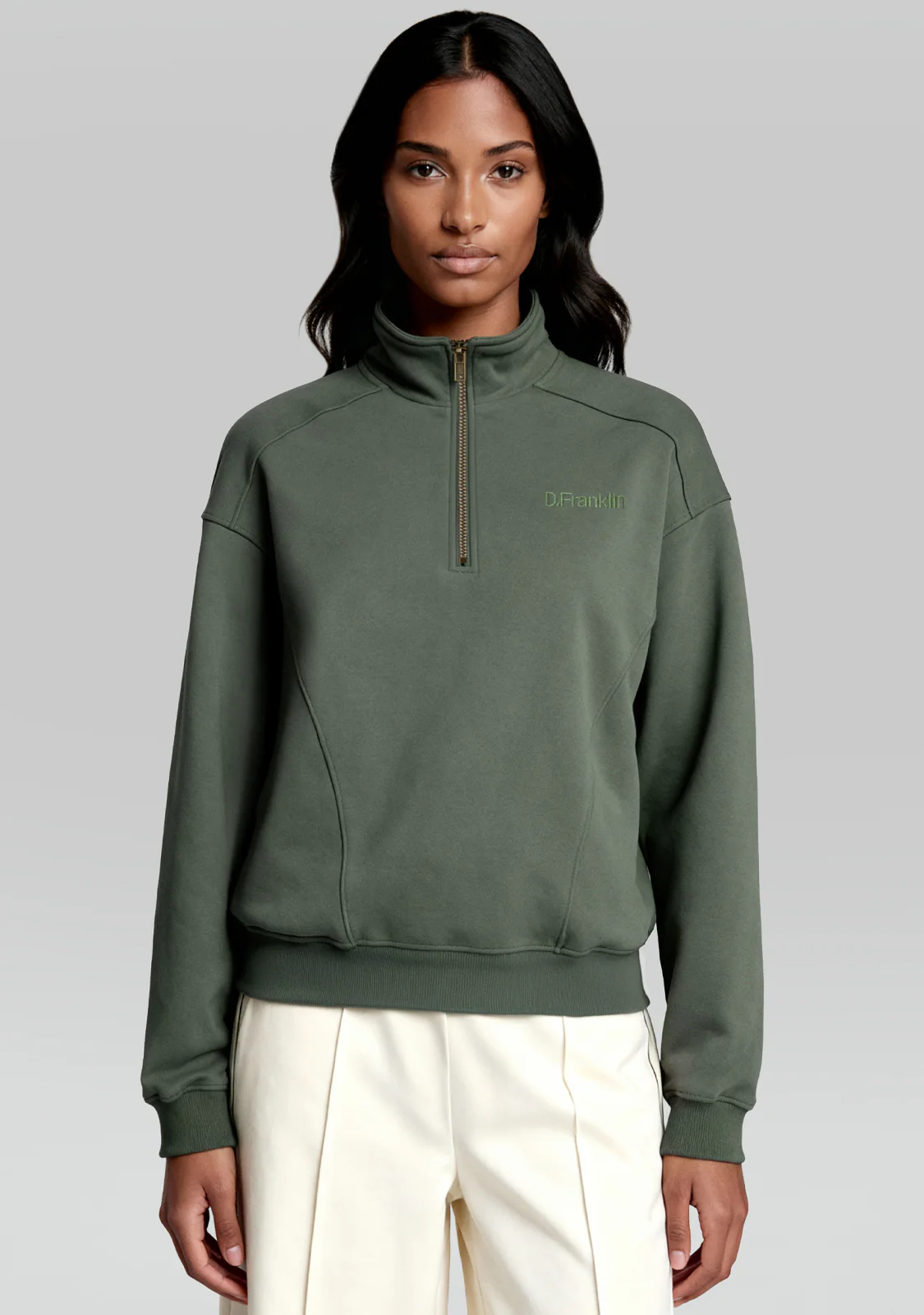 Half-Zip Sweatshirt Sage Green - Image 6