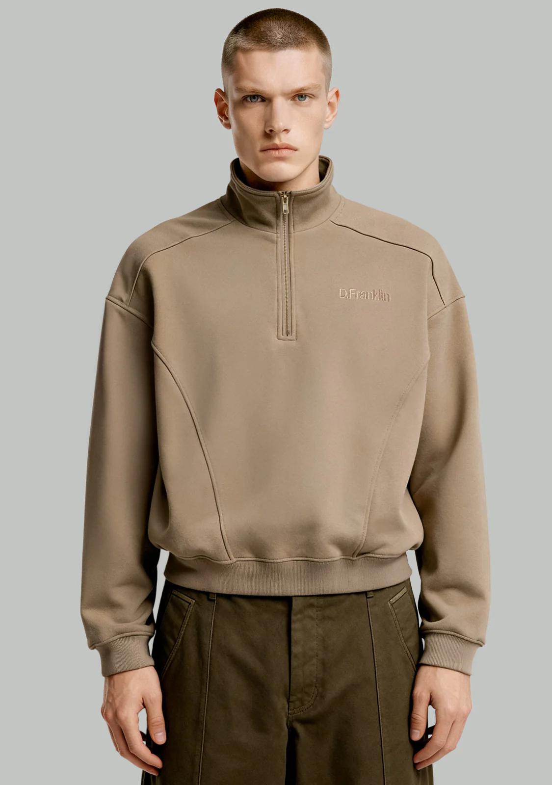 Half-Zip Sweatshirt Sand - Image 3