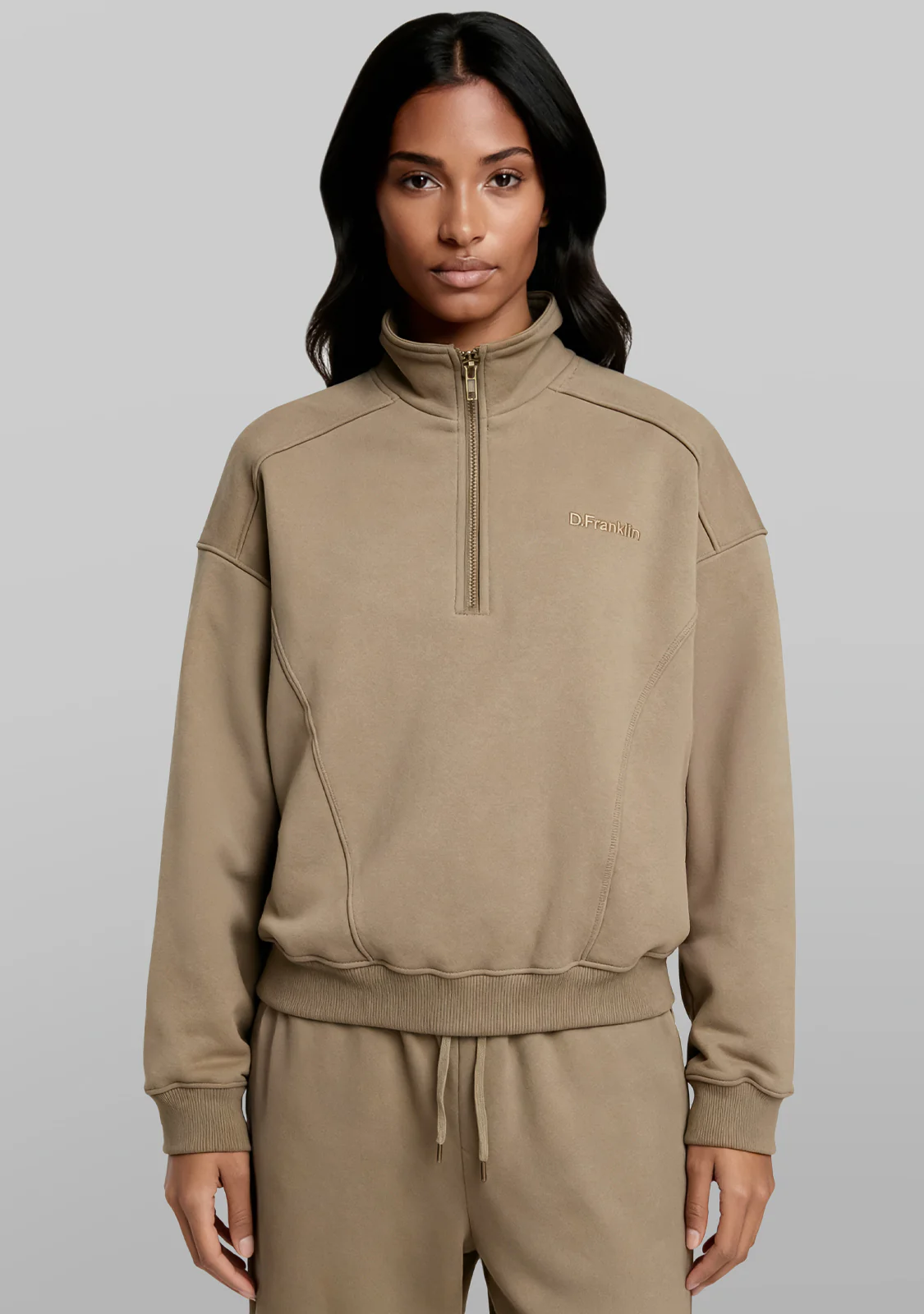 Half-Zip Sweatshirt Sand - Image 6