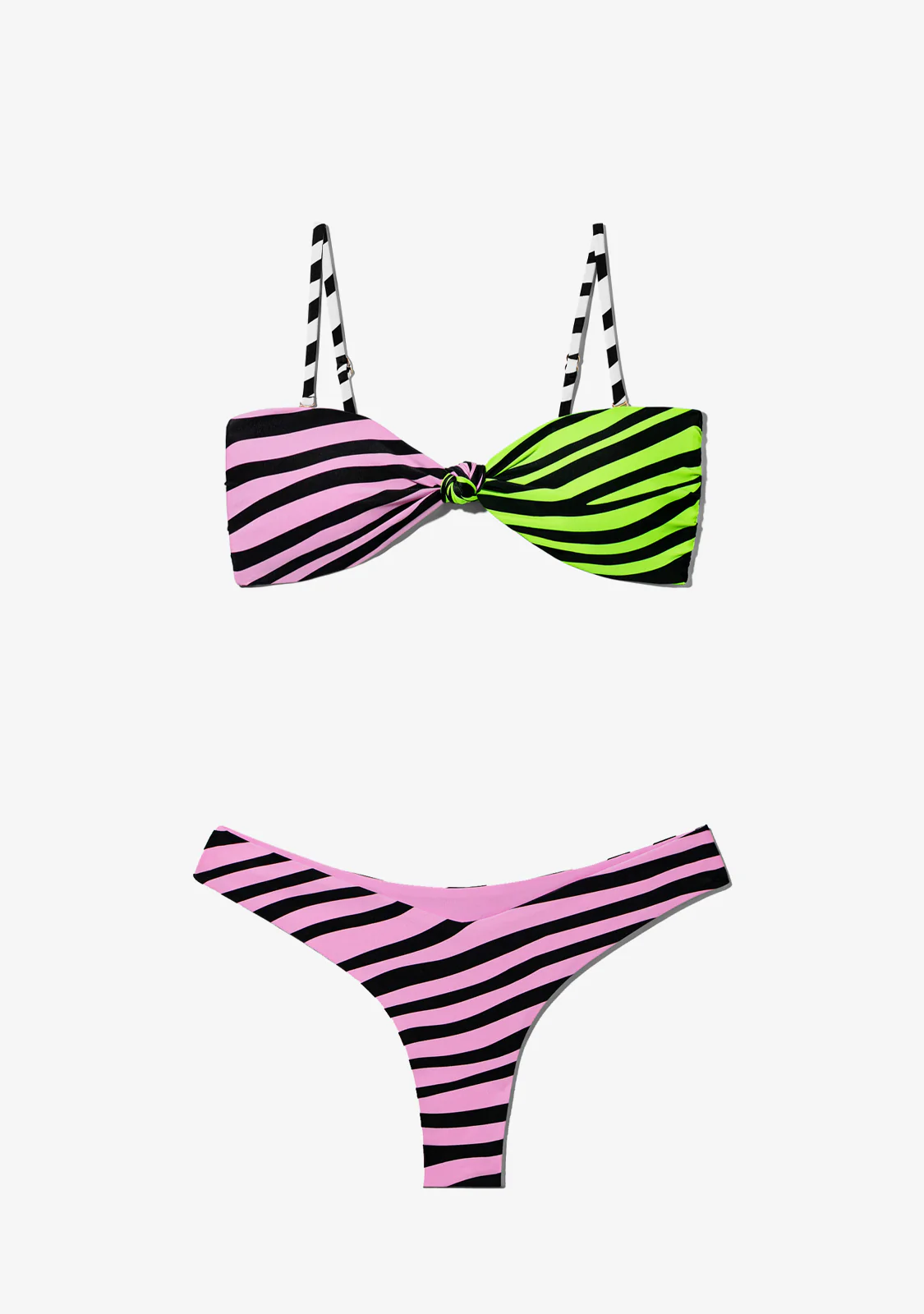 Maui Top Zebra Pink / Lime + Fiji Bottom Zebra Pink Bikini - Image 2