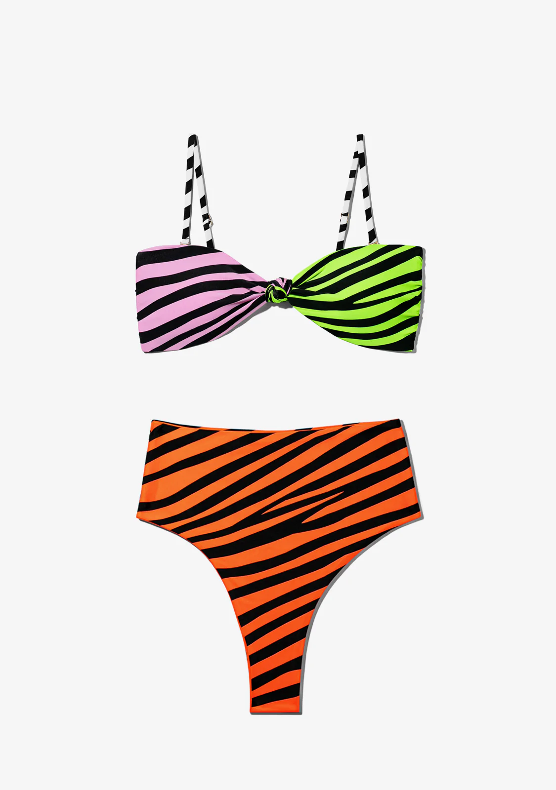 Maui Top Zebra Pink / Lime + Maui Bottom Zebra Orange Bikini - Image 2