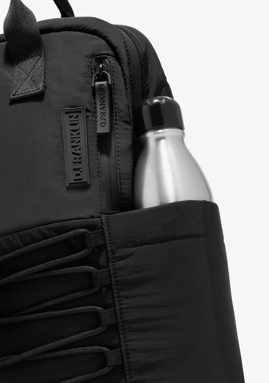 Multi-Pocket Nylon Backpack Black - Image 5