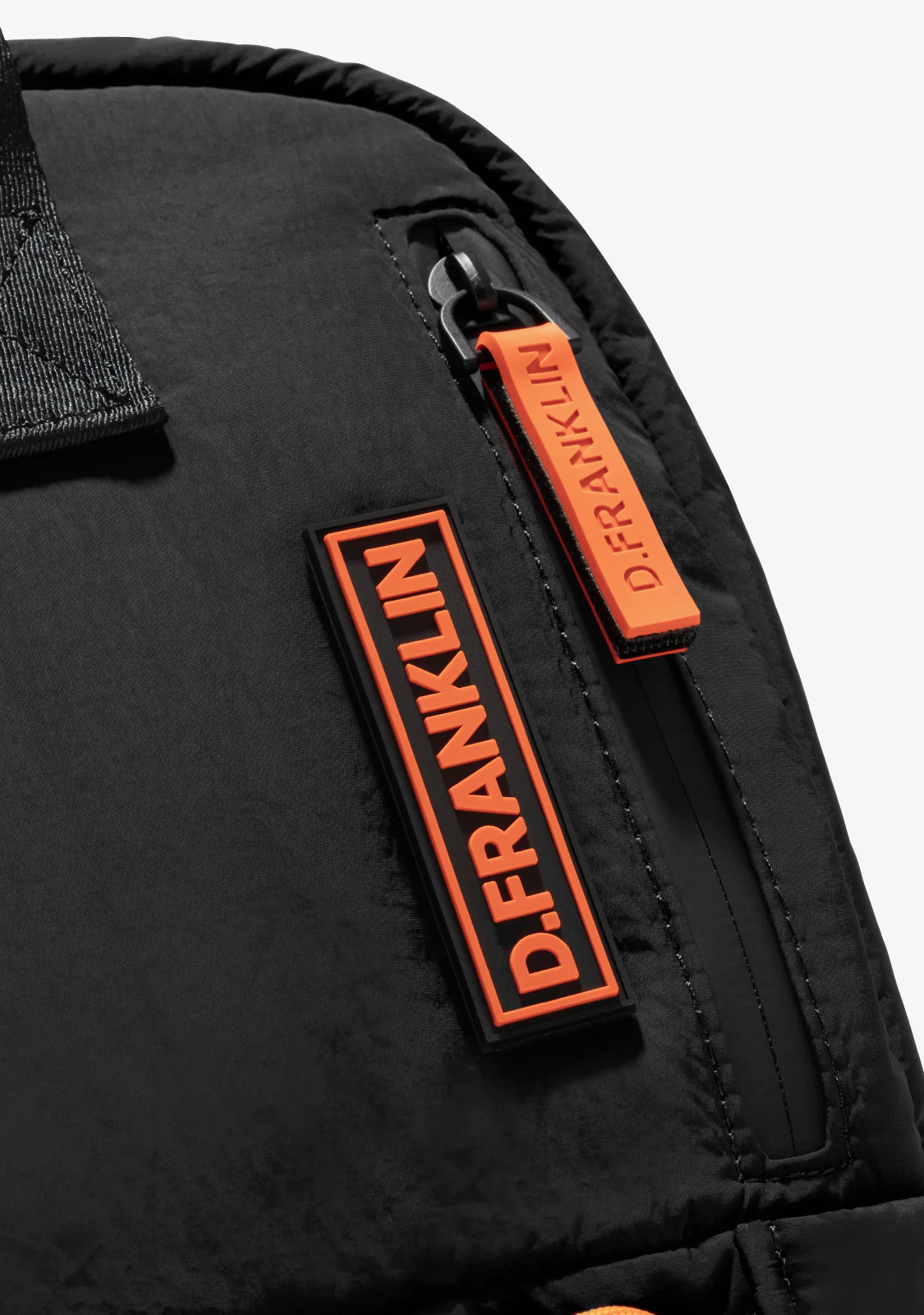 Multi-Pocket Nylon Backpack Black + Custom Set Orange - Image 3