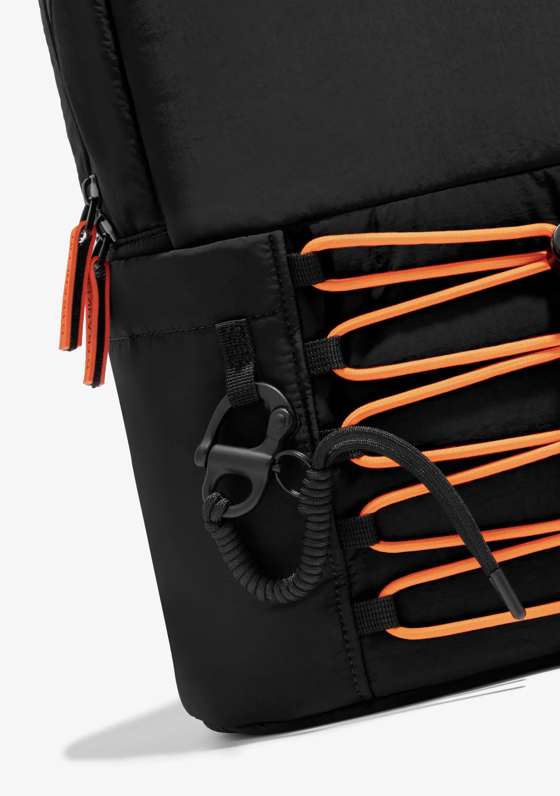 Multi-Pocket Nylon Backpack Black + Custom Set Orange - Image 4