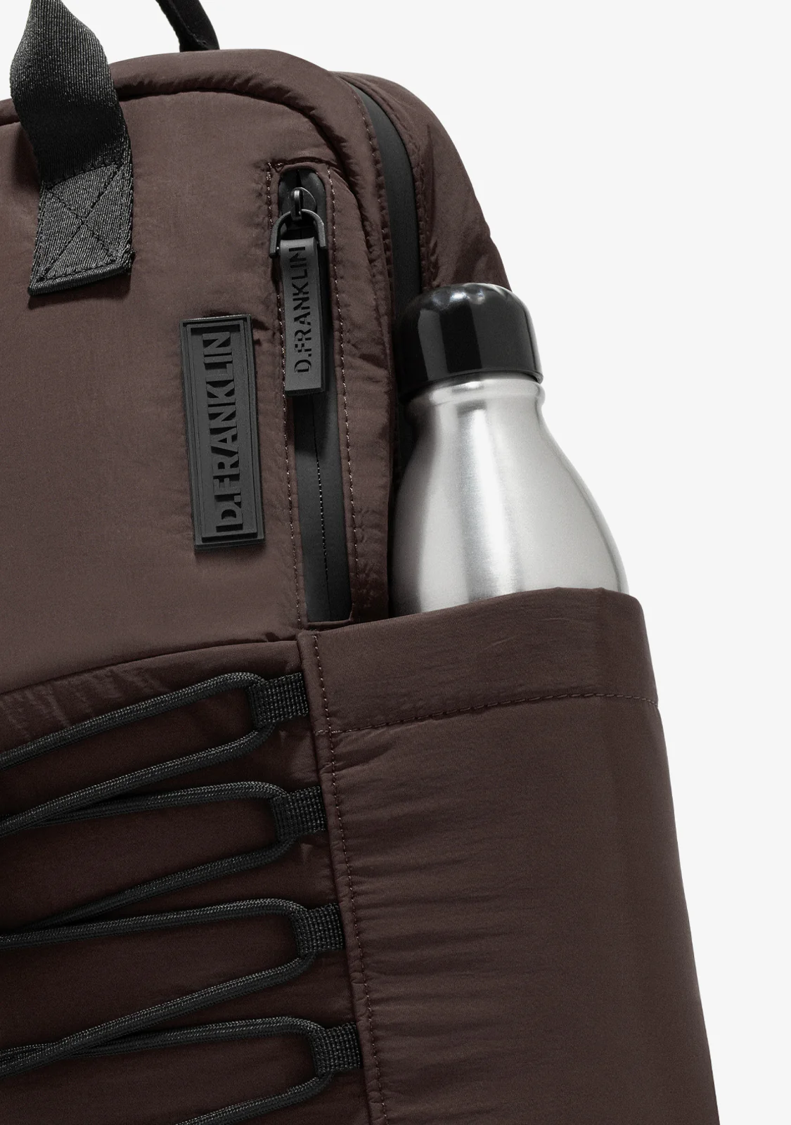 Multi-Pocket Nylon Backpack Brown - Image 5