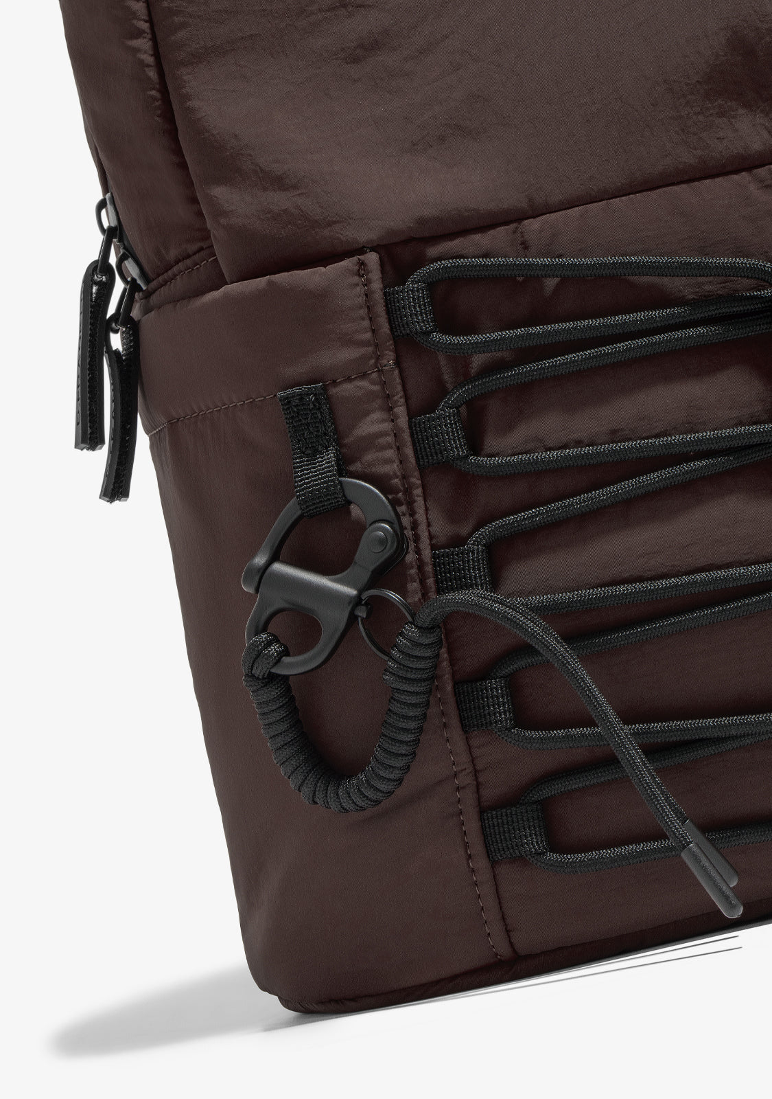 Multi-Pocket Nylon Backpack Brown - Image 7