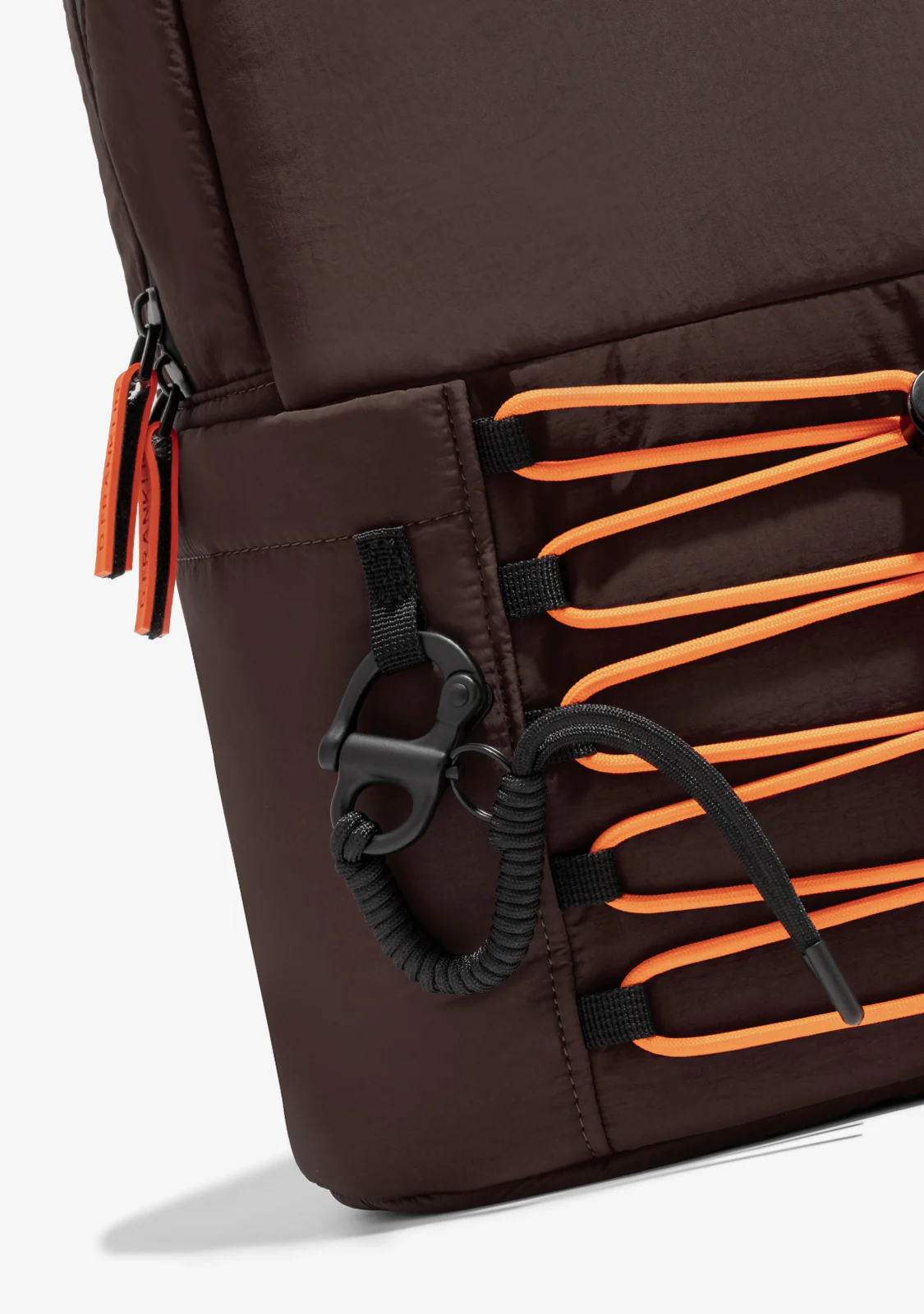 Multi-Pocket Nylon Backpack Brown + Custom Set Orange - Image 4