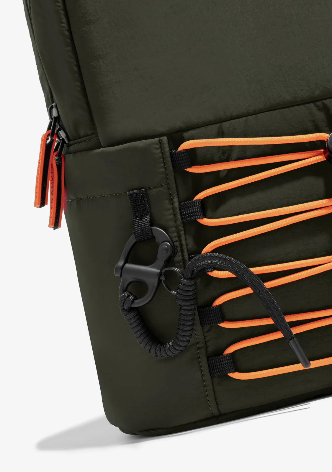 Multi-Pocket Nylon Backpack Green + Custom Set Orange - Image 4