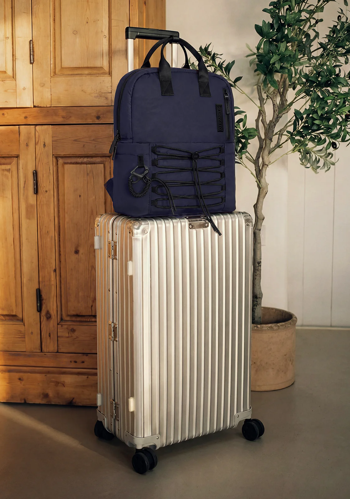 Multi-Pocket Nylon Backpack Navy - Image 4