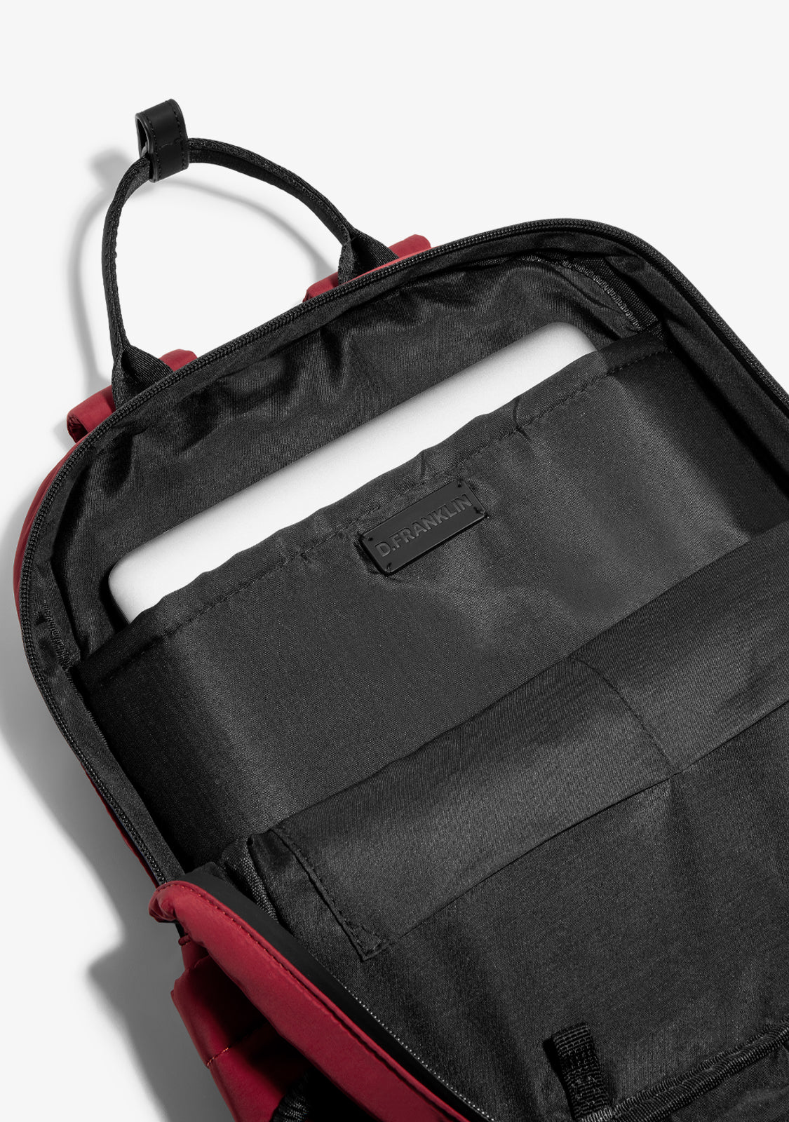 Multi-Pocket Nylon Backpack Red - Image 3