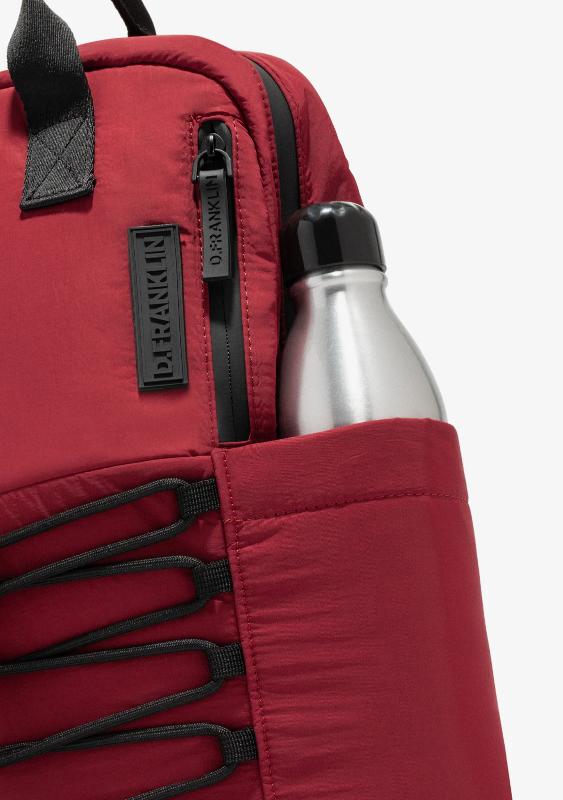 Multi-Pocket Nylon Backpack Red - Image 5
