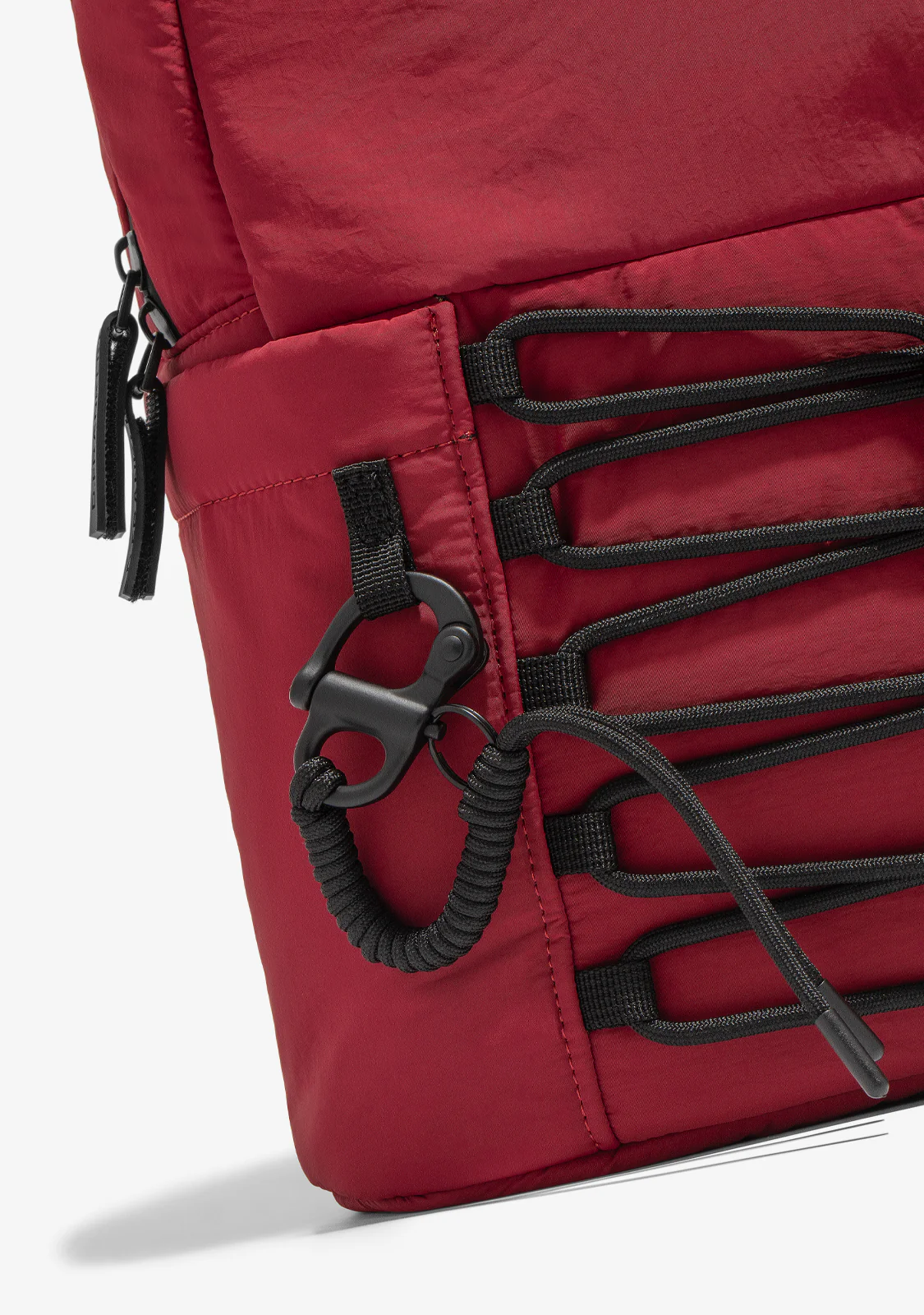 Multi-Pocket Nylon Backpack Red - Image 7