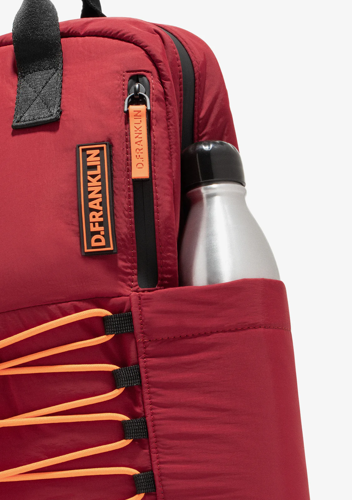 Multi-Pocket Nylon Backpack Red + Custom Set Orange - Image 6
