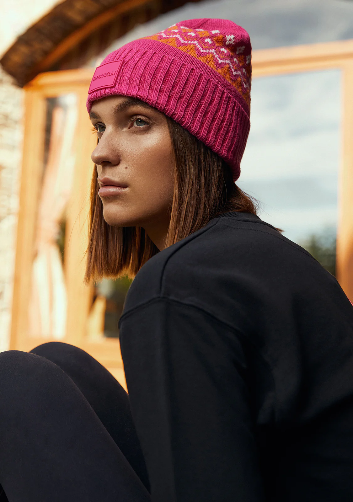 Nordic TRK Fair Isle Beanie Fuchsia - Image 3