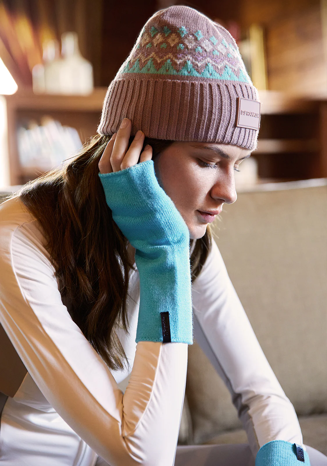 Nordic TRK Fair Isle Beanie Pink - Image 3