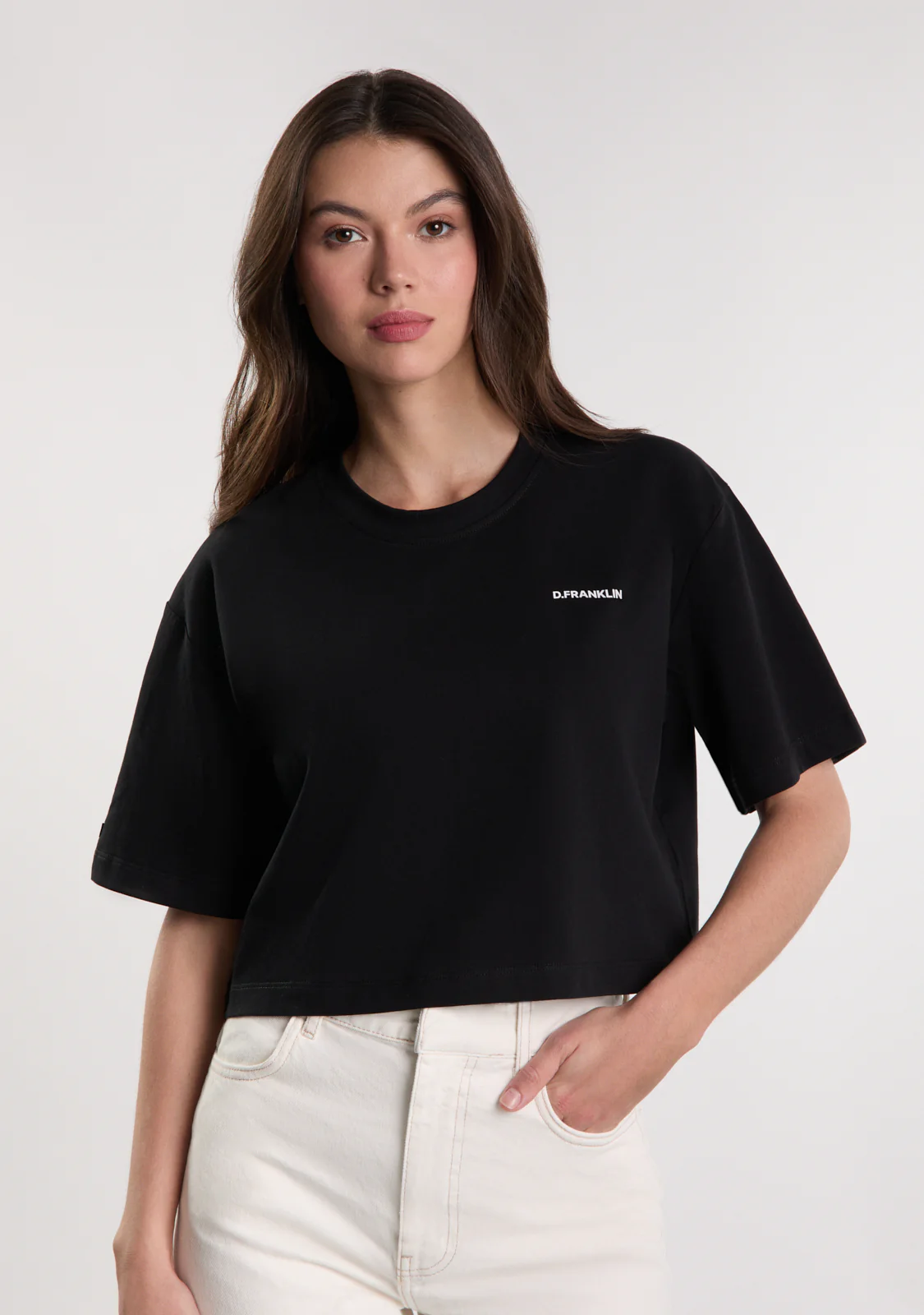 Origins Cropped T-Shirt Black / White - Image 2