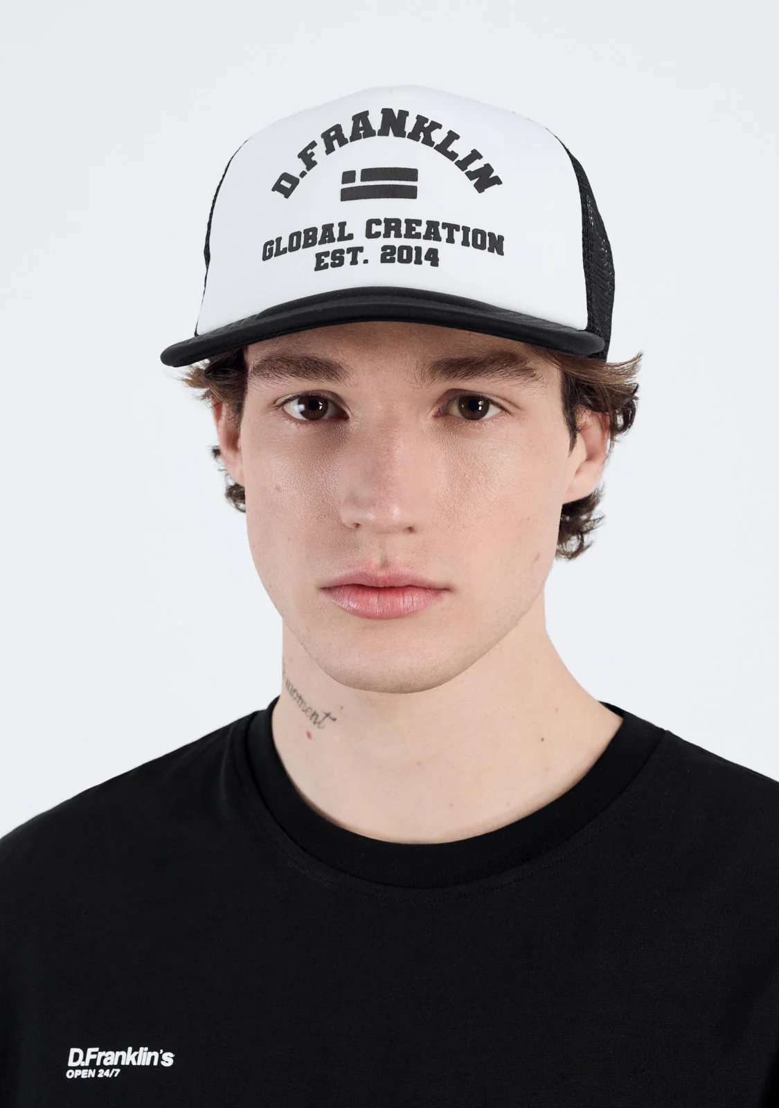 Puff Print Trucker Cap Black-White - Image 5