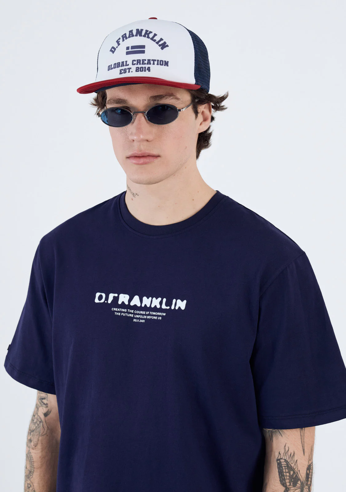 Puff Print Trucker Cap Navy-Red - Image 5