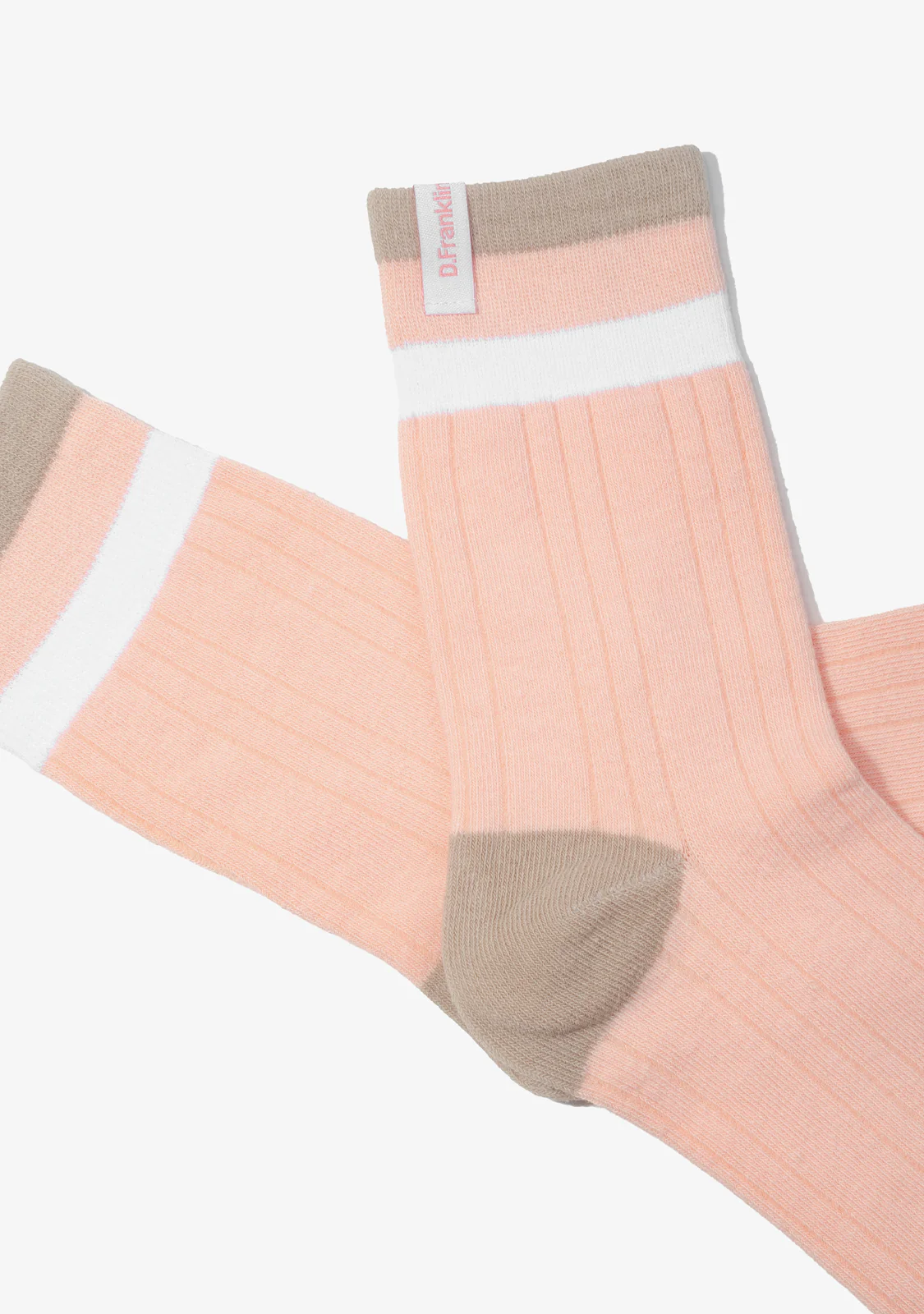Retro 3 Stripes Cuff Socks 2 Pack Peach-White - Image 2