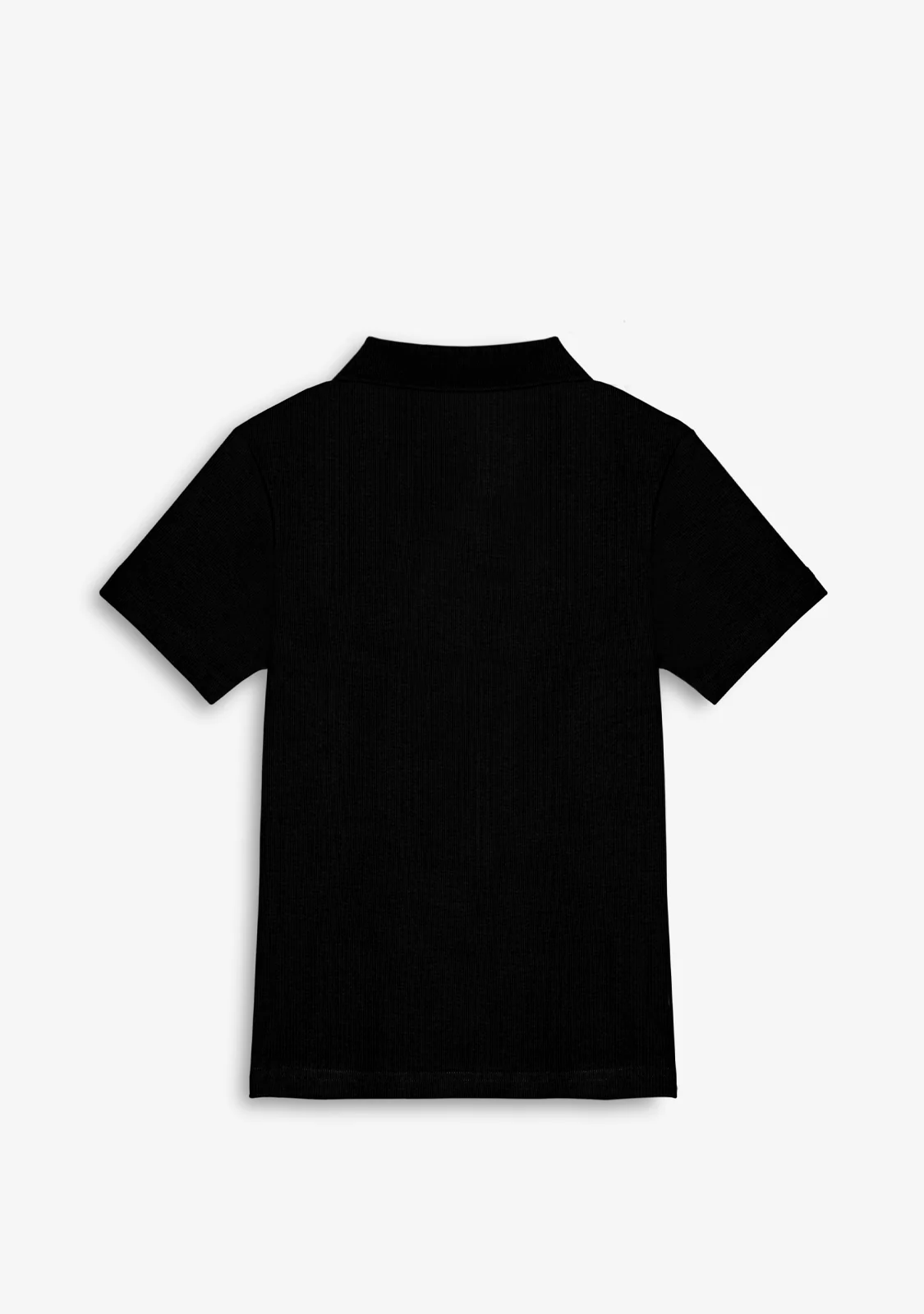 Rib Polo Top Black - Image 3