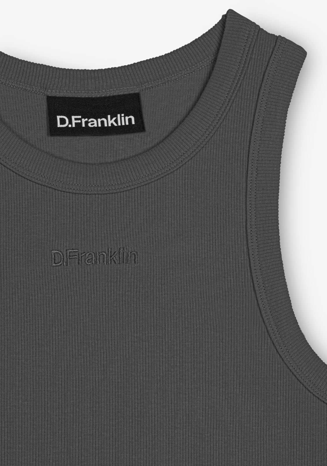 Rib Tank Top Dark Grey - Image 2