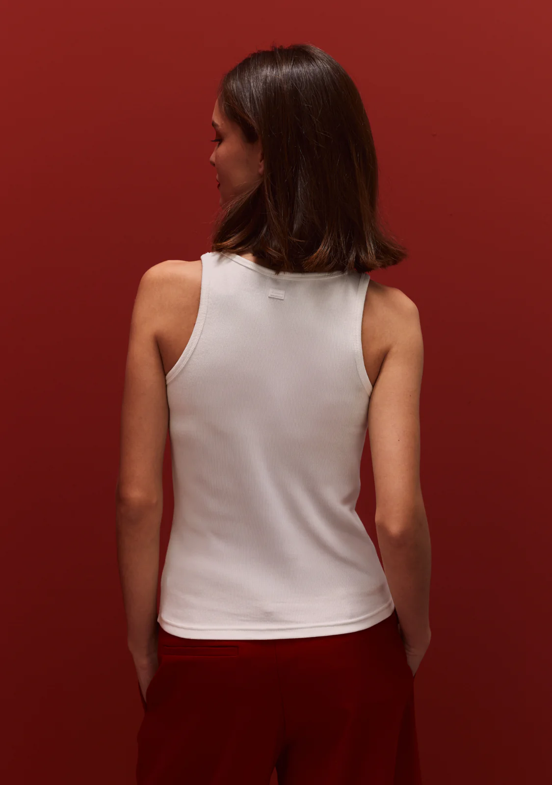 Rib Tank Top Heart White - Image 3
