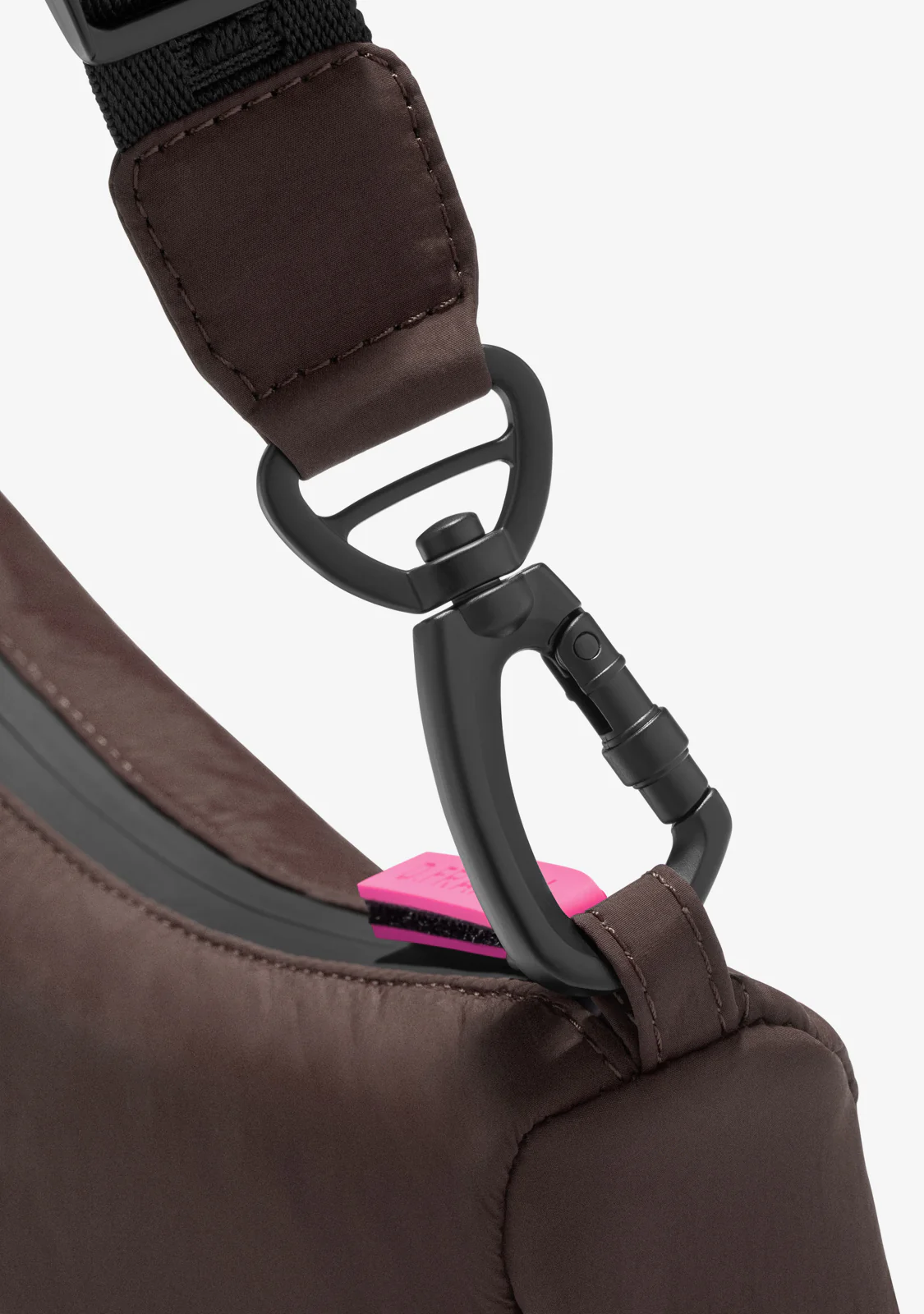 Round Nylon Crossbody Bag Brown + Custom Set Fuchsia - Image 5