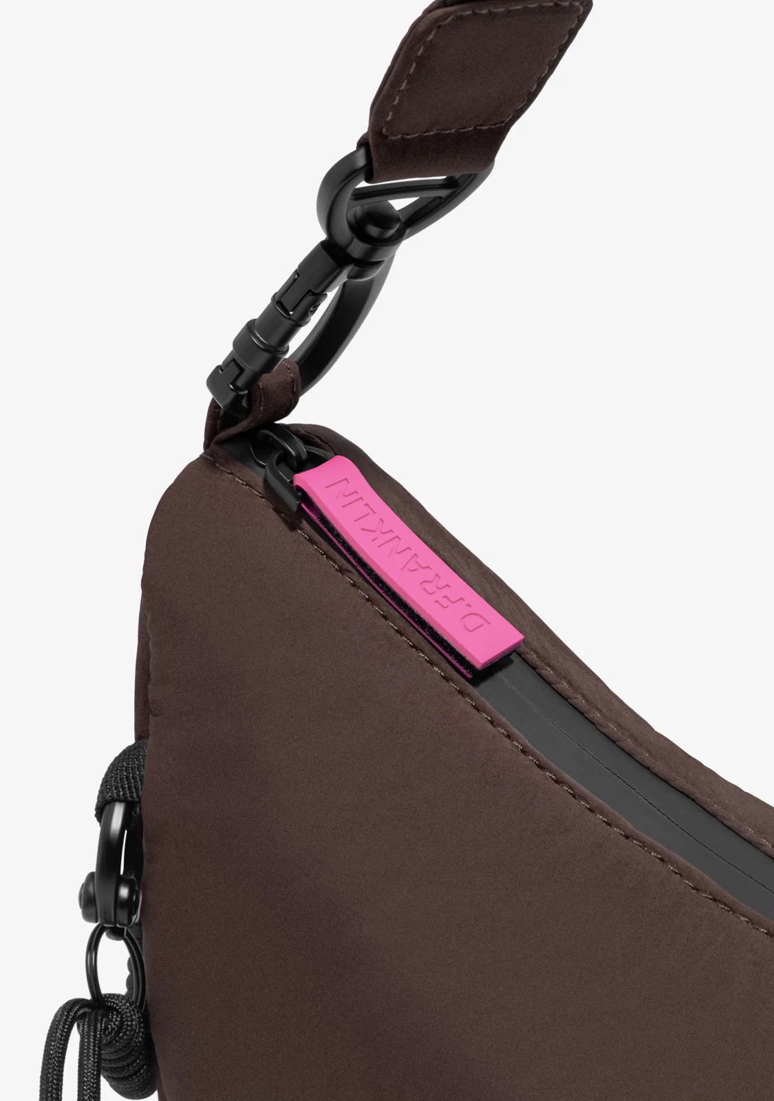 Round Nylon Crossbody Bag Brown + Custom Set Fuchsia - Image 6