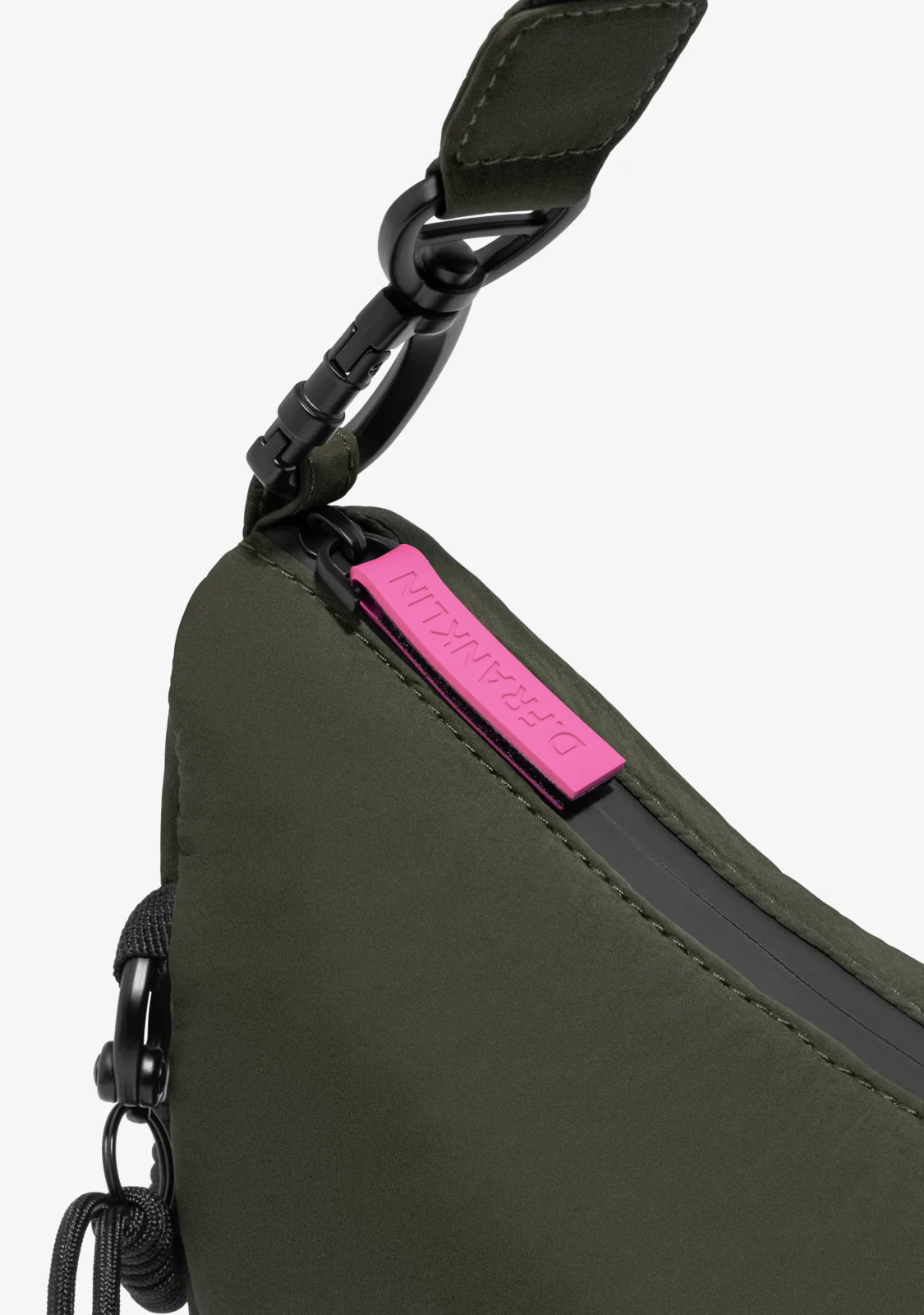 Round Nylon Crossbody Bag Green + Custom Set Fuchsia - Image 6