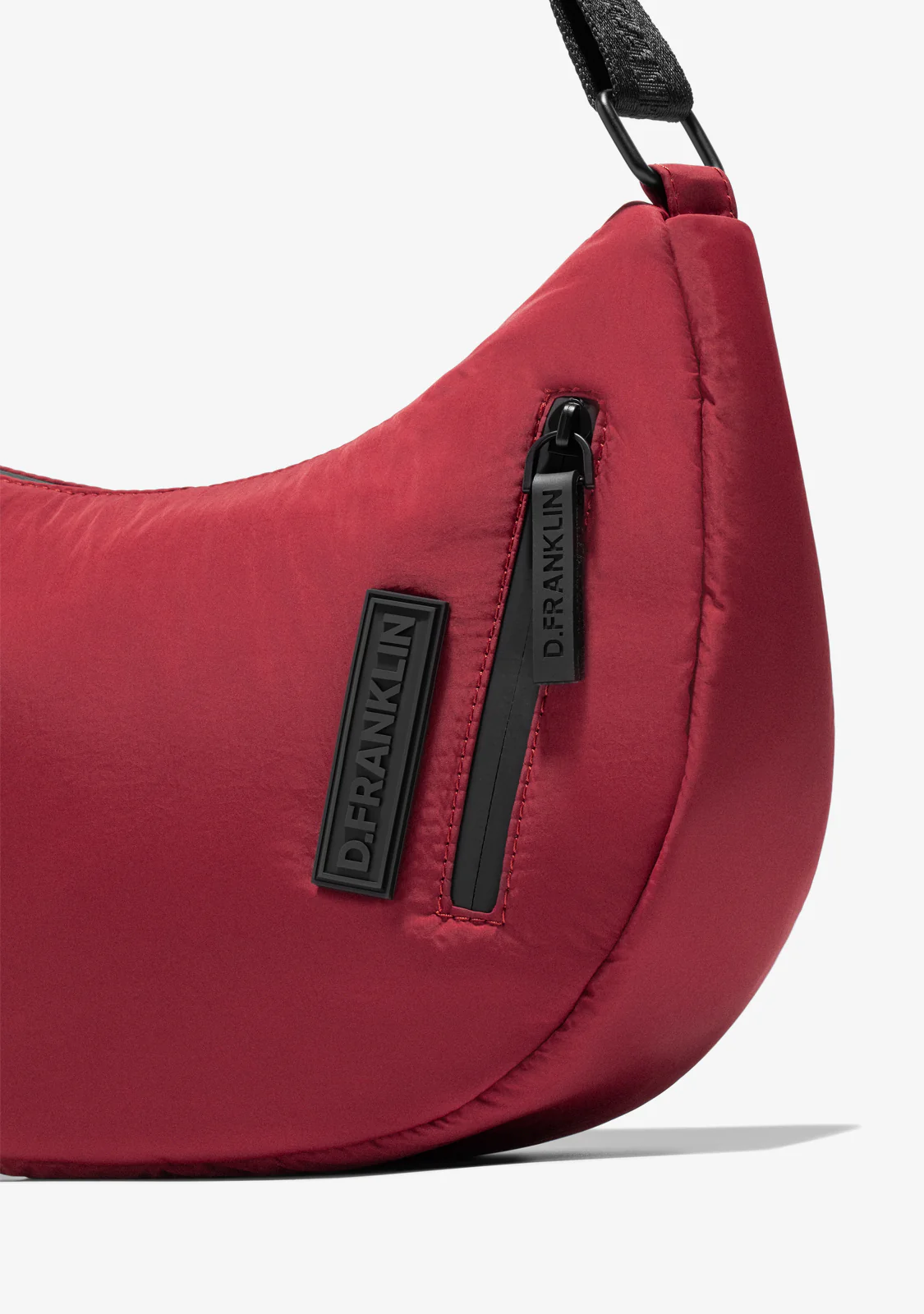 Round Nylon Crossbody Bag Red - Image 3