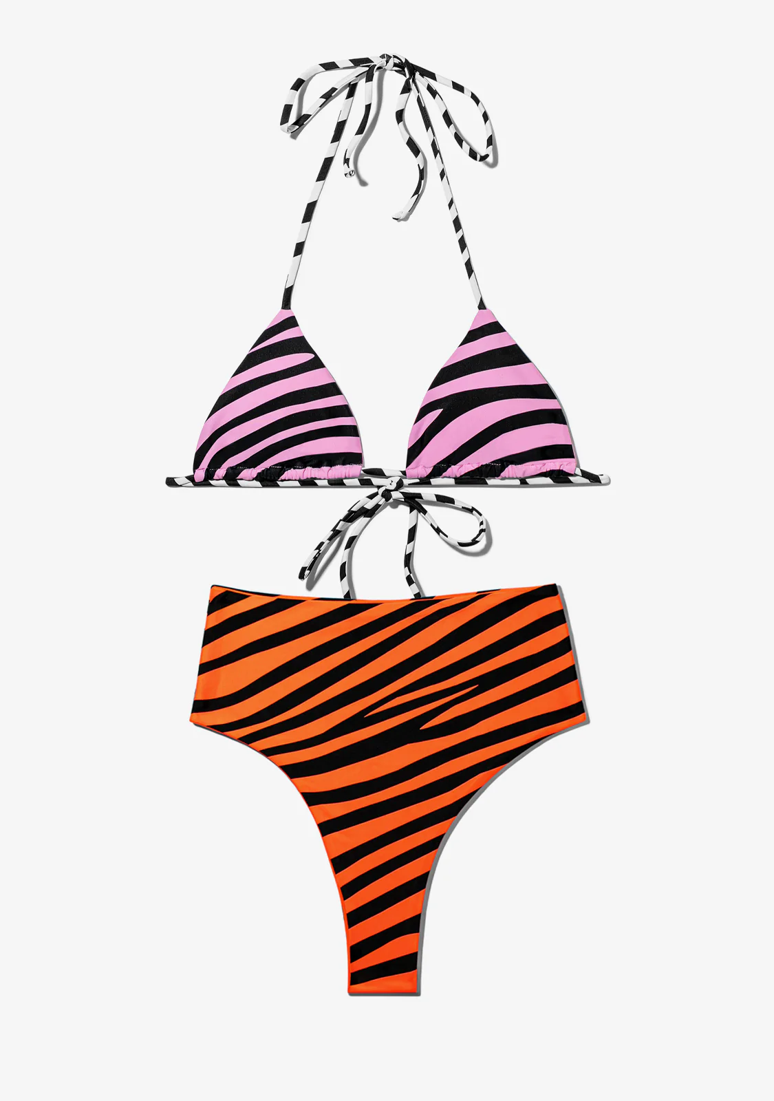 Samoa Top Zebra Pink + Maui Bottom Zebra Orange Bikini - Image 2