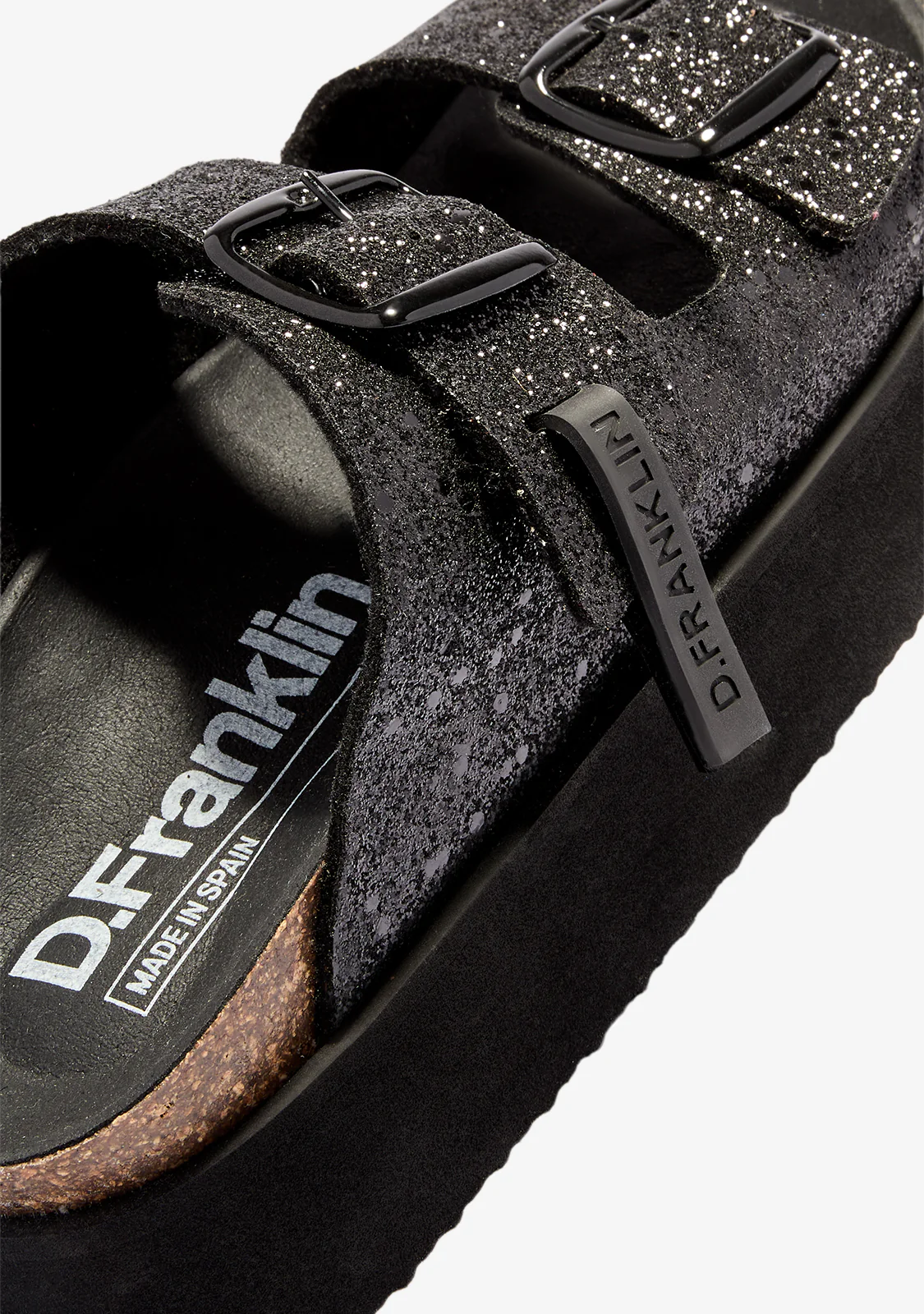 Vibe Sandals Buckle Platform Black Glitter - Image 3