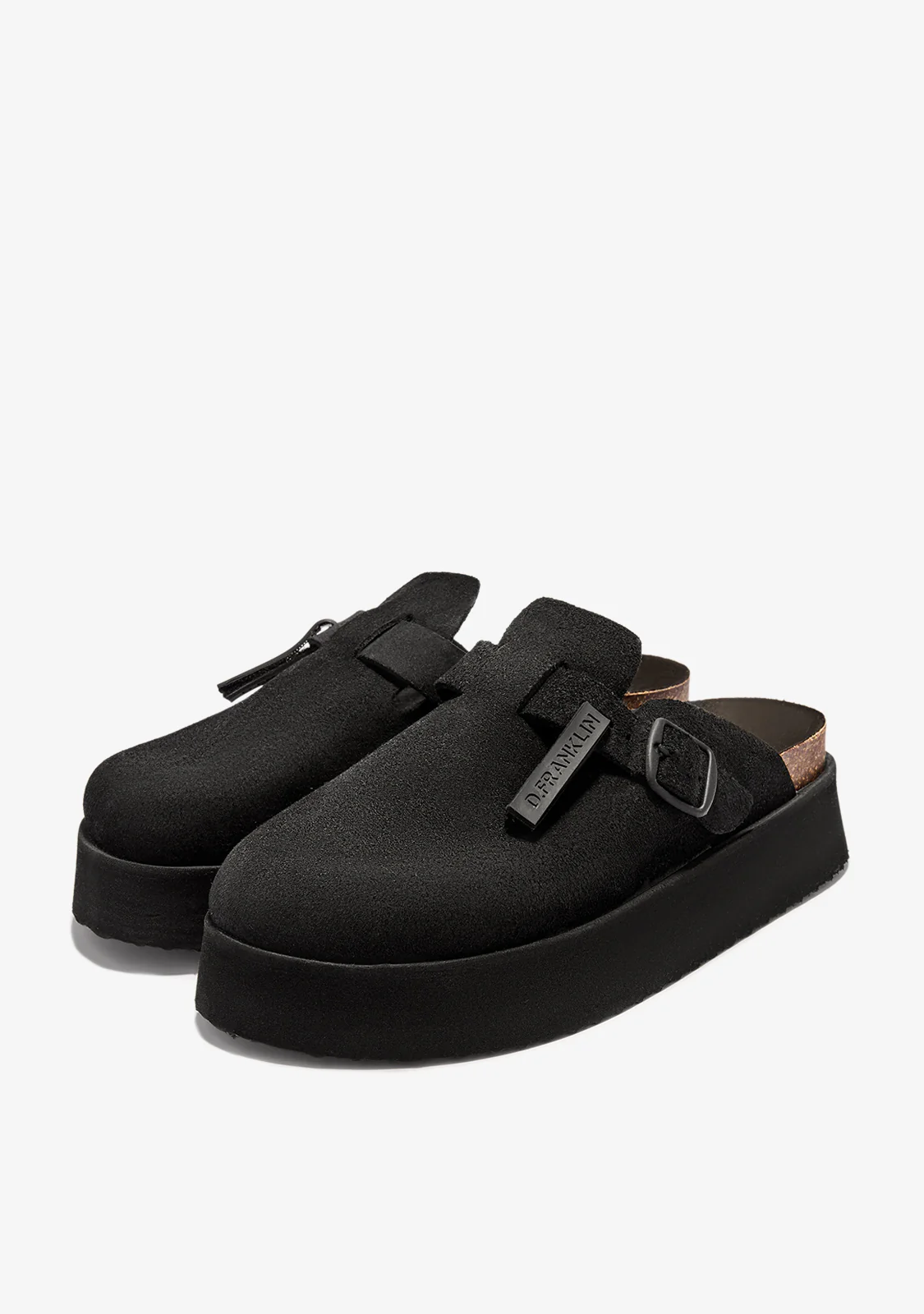 Vibe Sandals Clog Platform Suede Black - Image 2