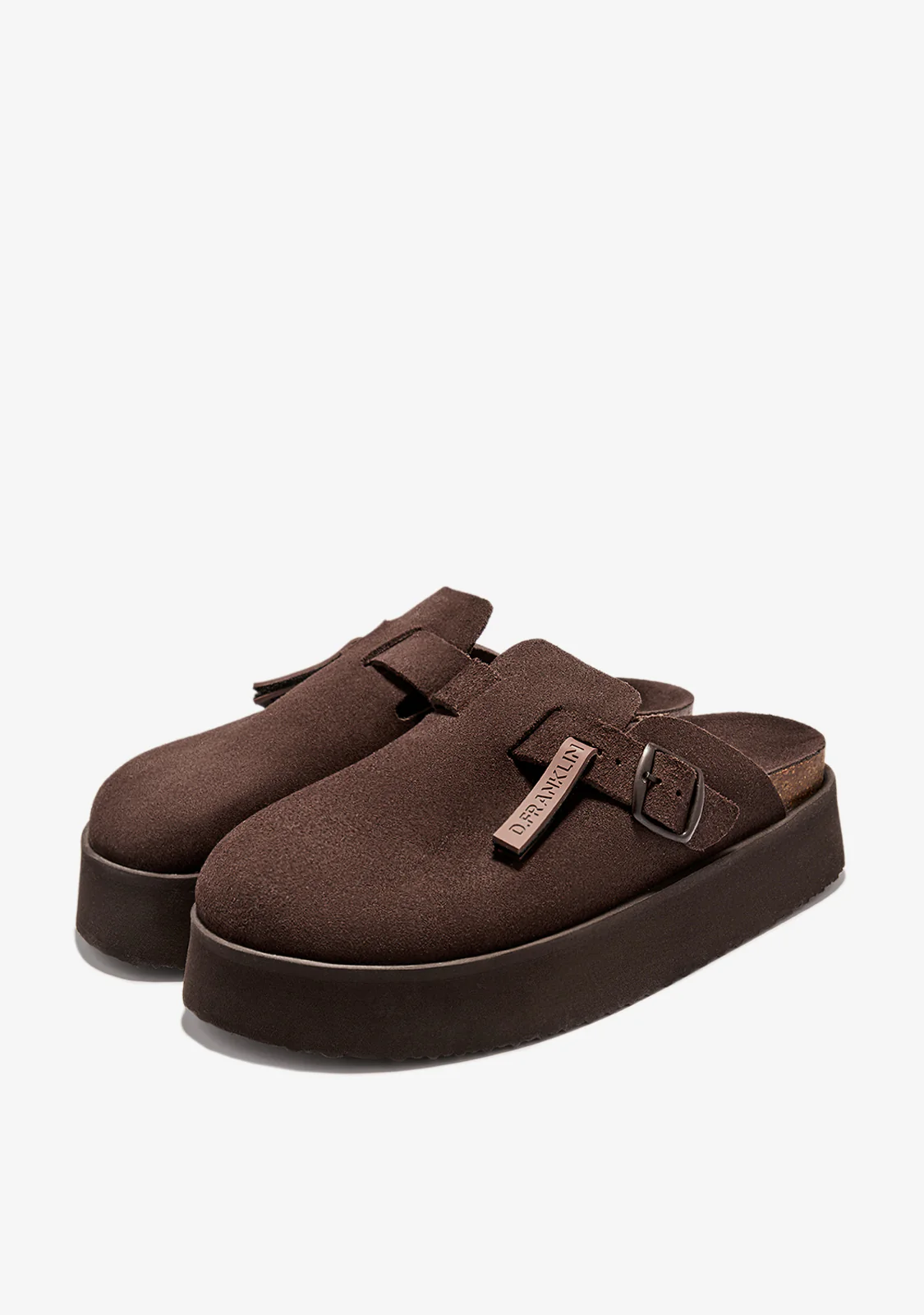 Vibe Sandals Clog Platform Suede Chocolate - Image 2