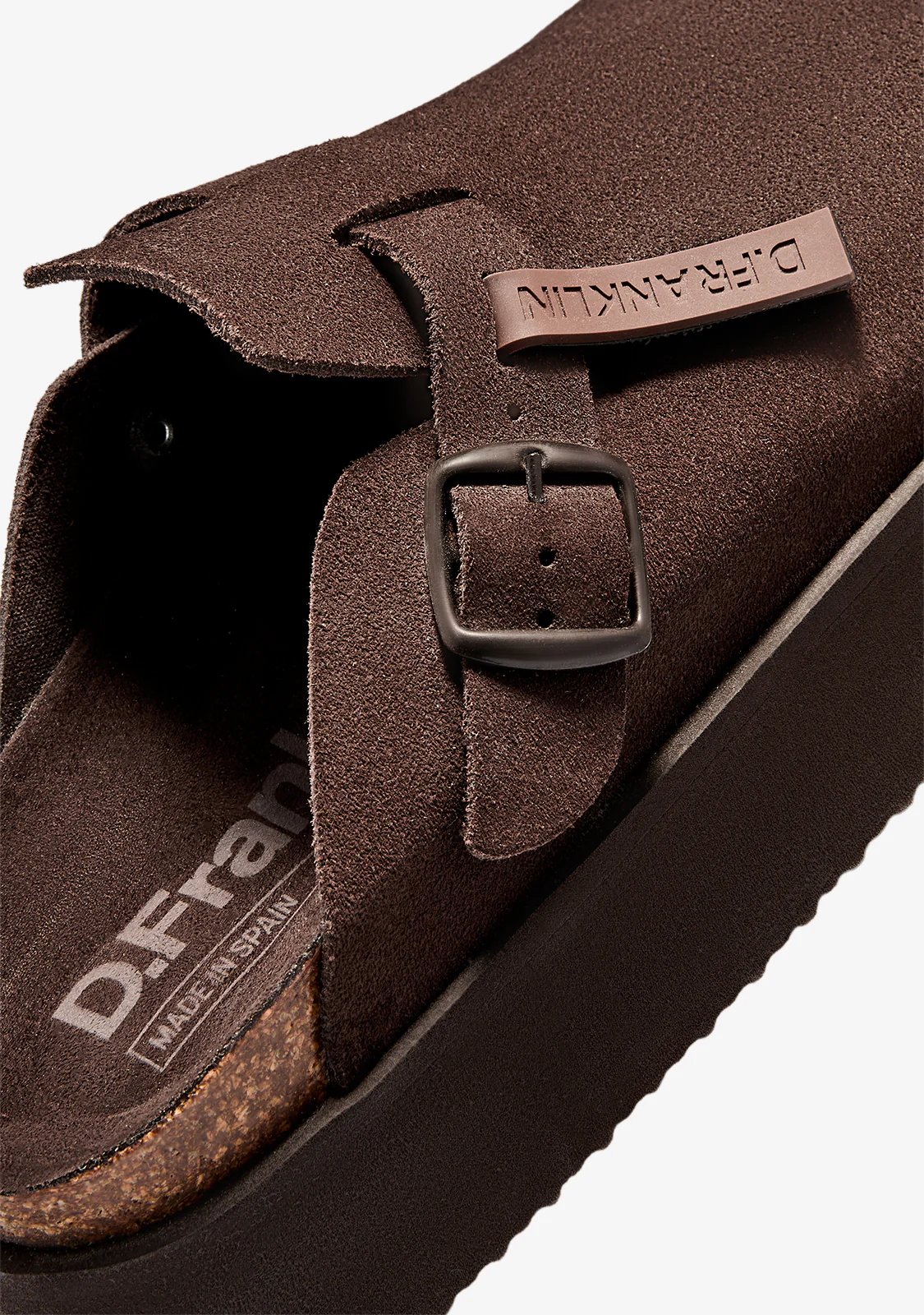 Vibe Sandals Clog Platform Suede Chocolate - Image 3