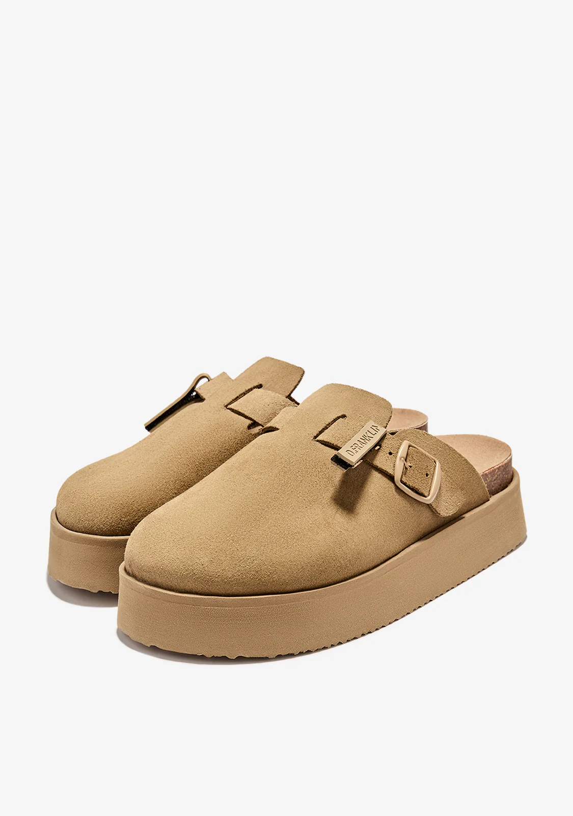 Vibe Sandals Clog Platform Suede Sand - Image 2
