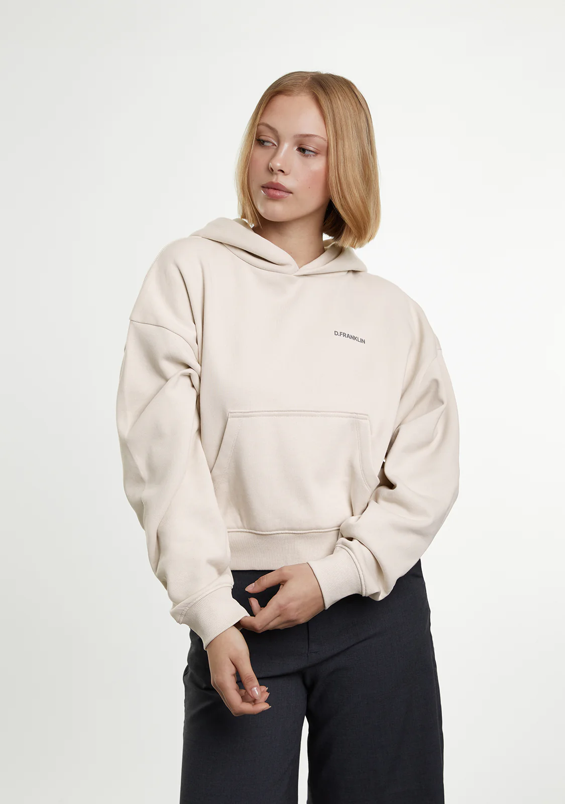 Worldwide Crop Hoodie Ice Grey - Image 4