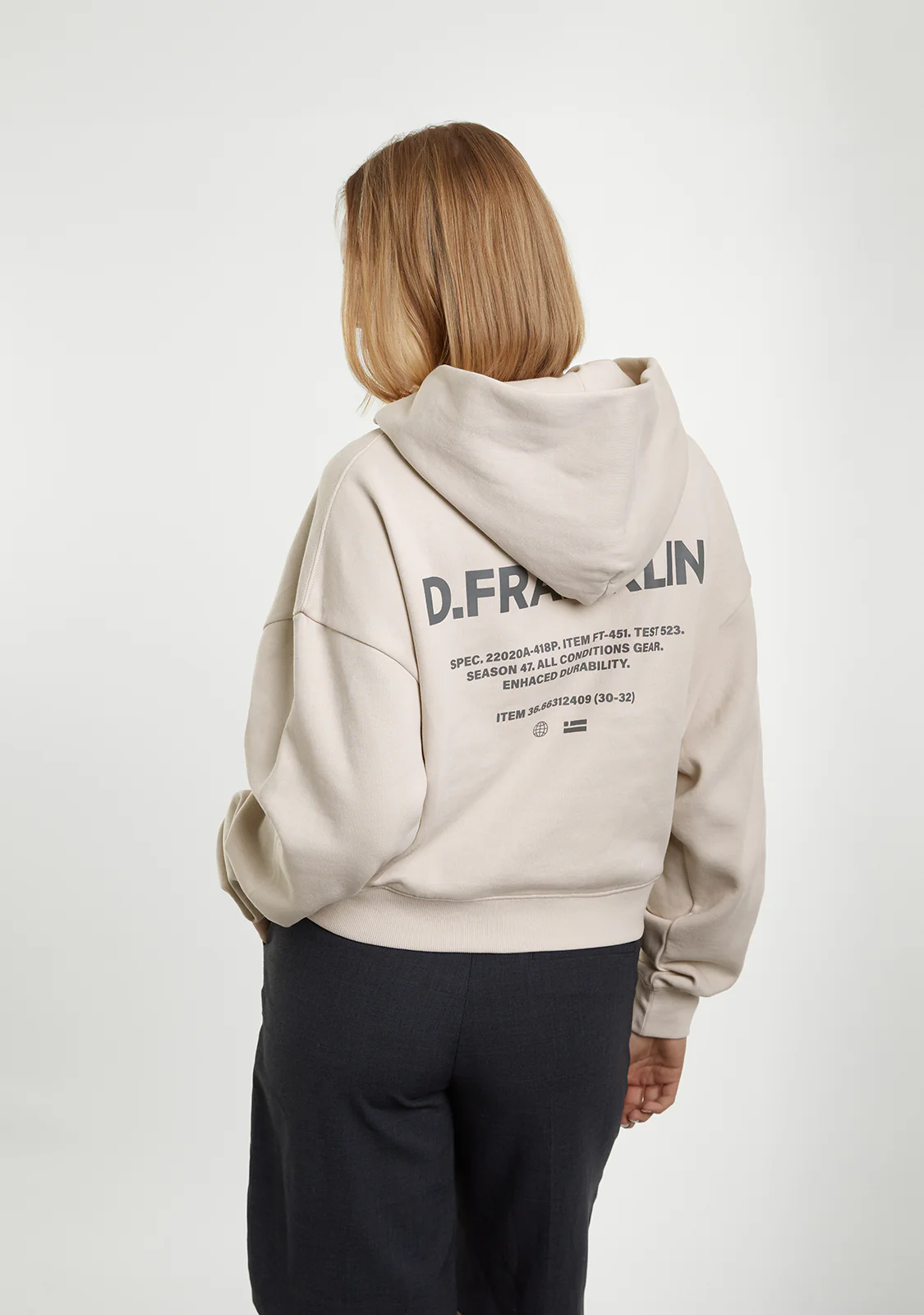 Worldwide Crop Hoodie Ice Grey - Image 5